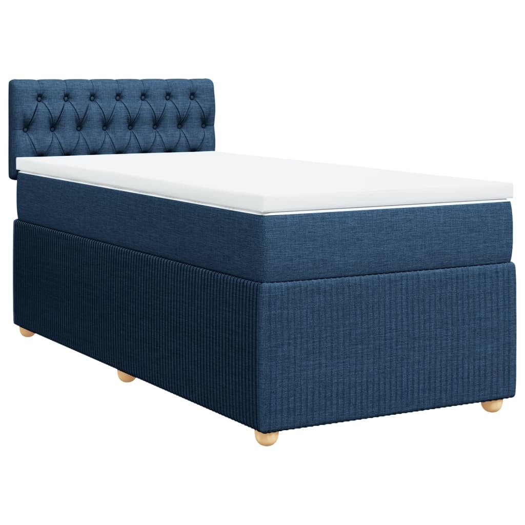Bett Boxspringbett mit Matratze Blau 100x200 cm Stoff
