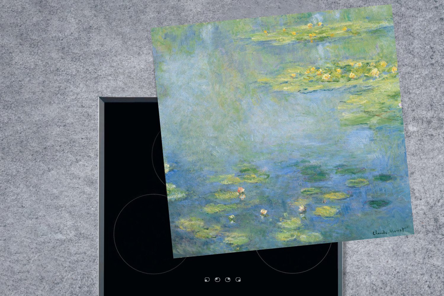 Arbeitsplatte 78x78 küche cm, Monet, - (1 Seerosen von Ceranfeldabdeckung, für Claude Herdblende-/Abdeckplatte Vinyl, Gemälde MuchoWow tlg),