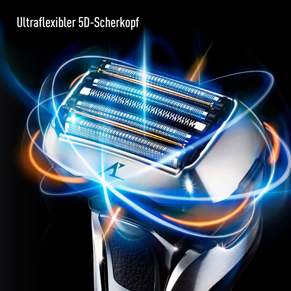 Elektrorasierer 5D-Scherkopf, mit Trocken Panasonic Langhaartrimmer, Nass/ ES-LV9Q-S803, Reinigungsstation