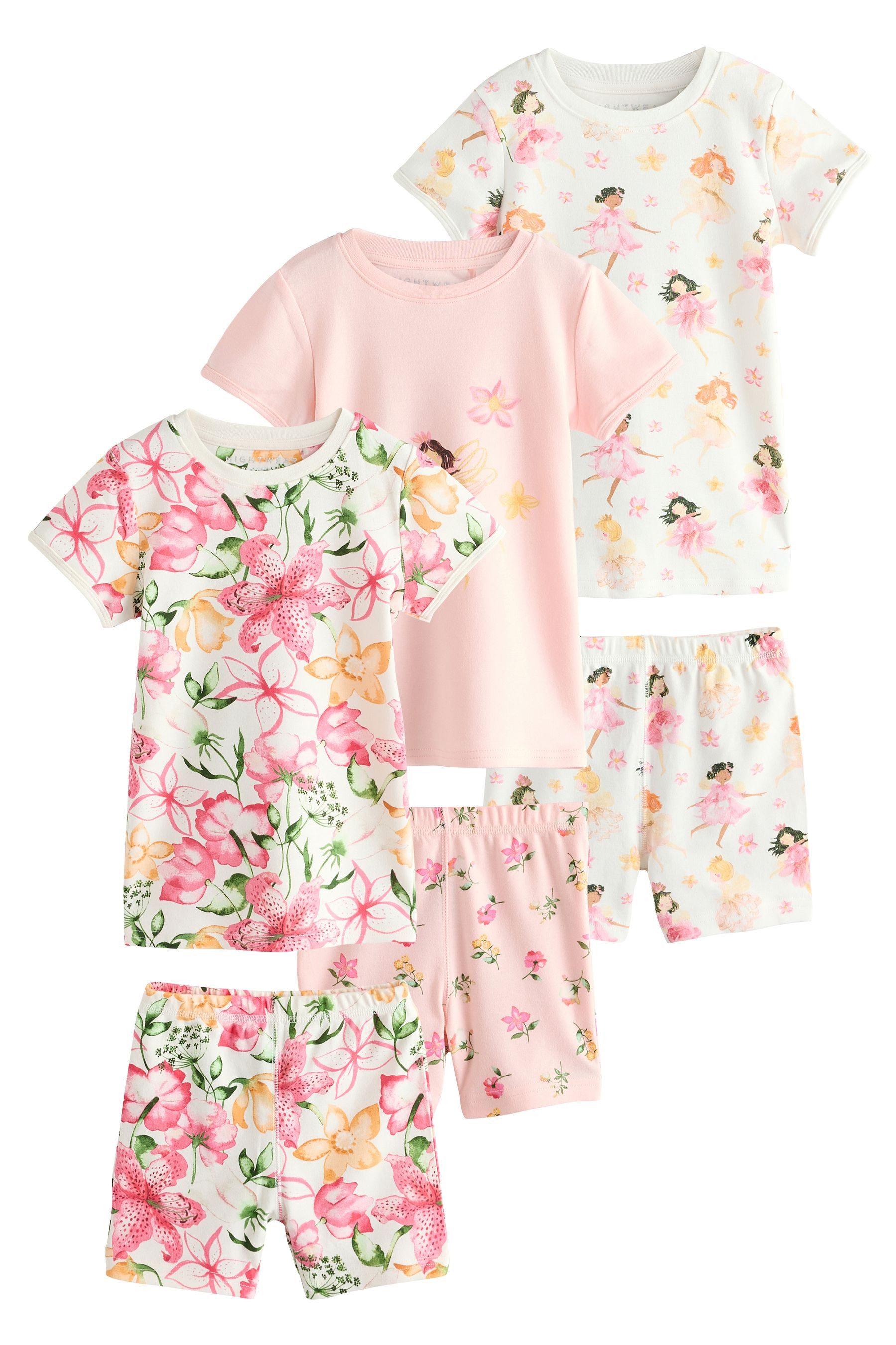 Next Pyjama Kurzer Pyjama 100 % Baumwolle, 3 Stk. (6 tlg)