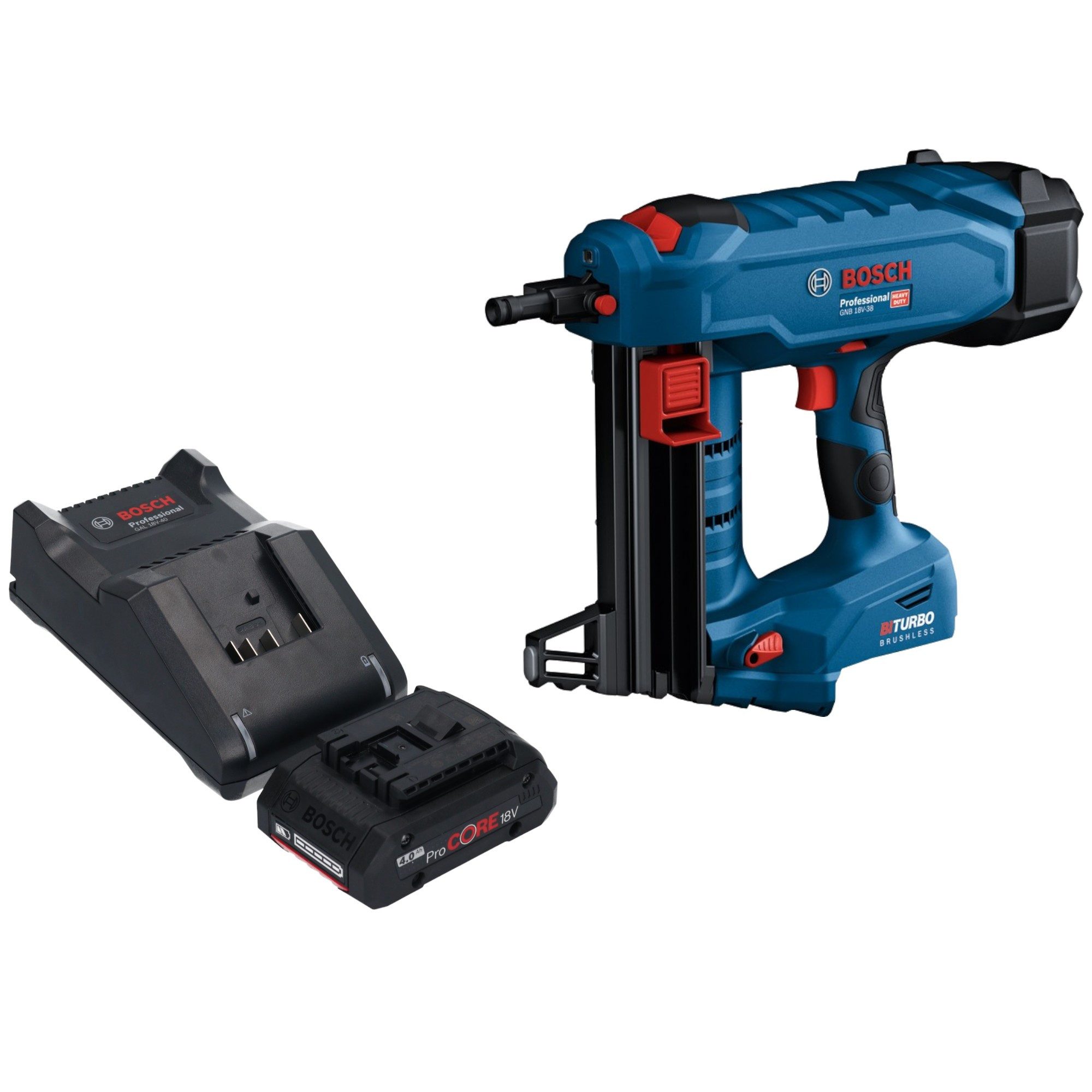 Bosch Professional Stauchkopfnagler GNB 18V-38 Professional 18 V 13 - 38 mm + 1x Akku 4,0 Ah + Ladegerät