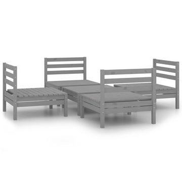 vidaXL Gartenlounge-Set 5-tlg. Garten-Lounge-Set Grau Kiefer Massivholz, (1-tlg)