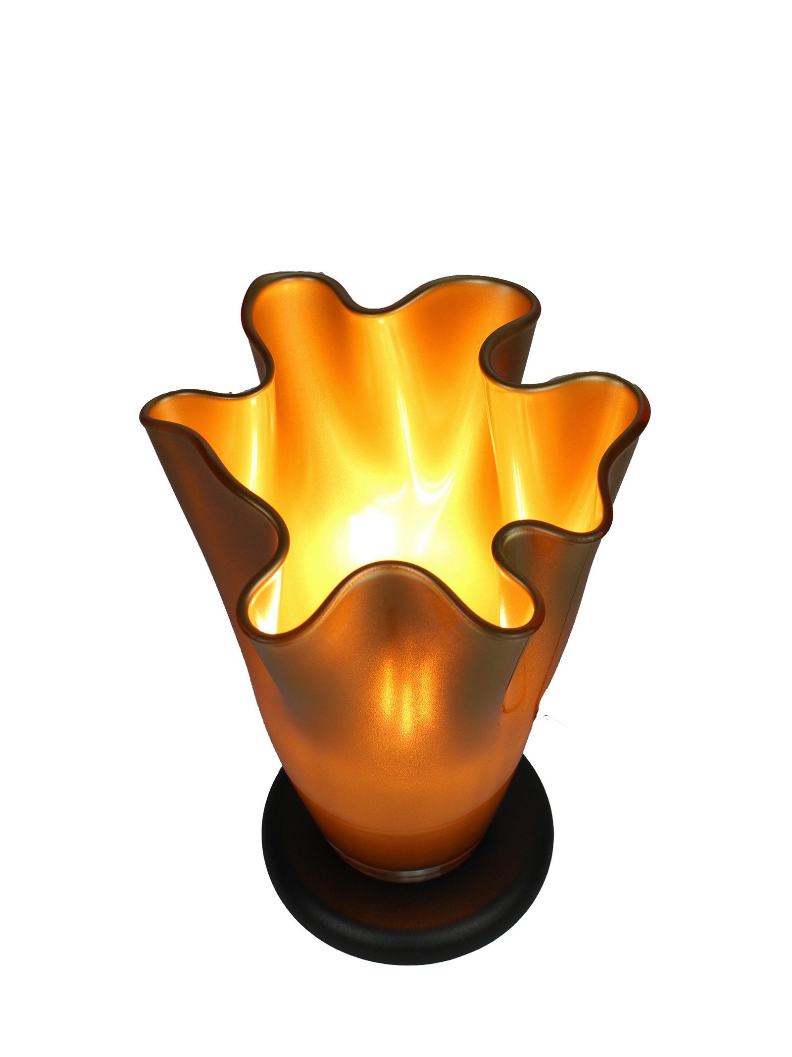 Tischlampe gold nach mit gewellt Home Glaslampe, Glas Signature Blenden Collection Sockel strahlend oben Tischleuchte indirektes Leuchtmittel, ohne warmweiß, ohne Licht zu