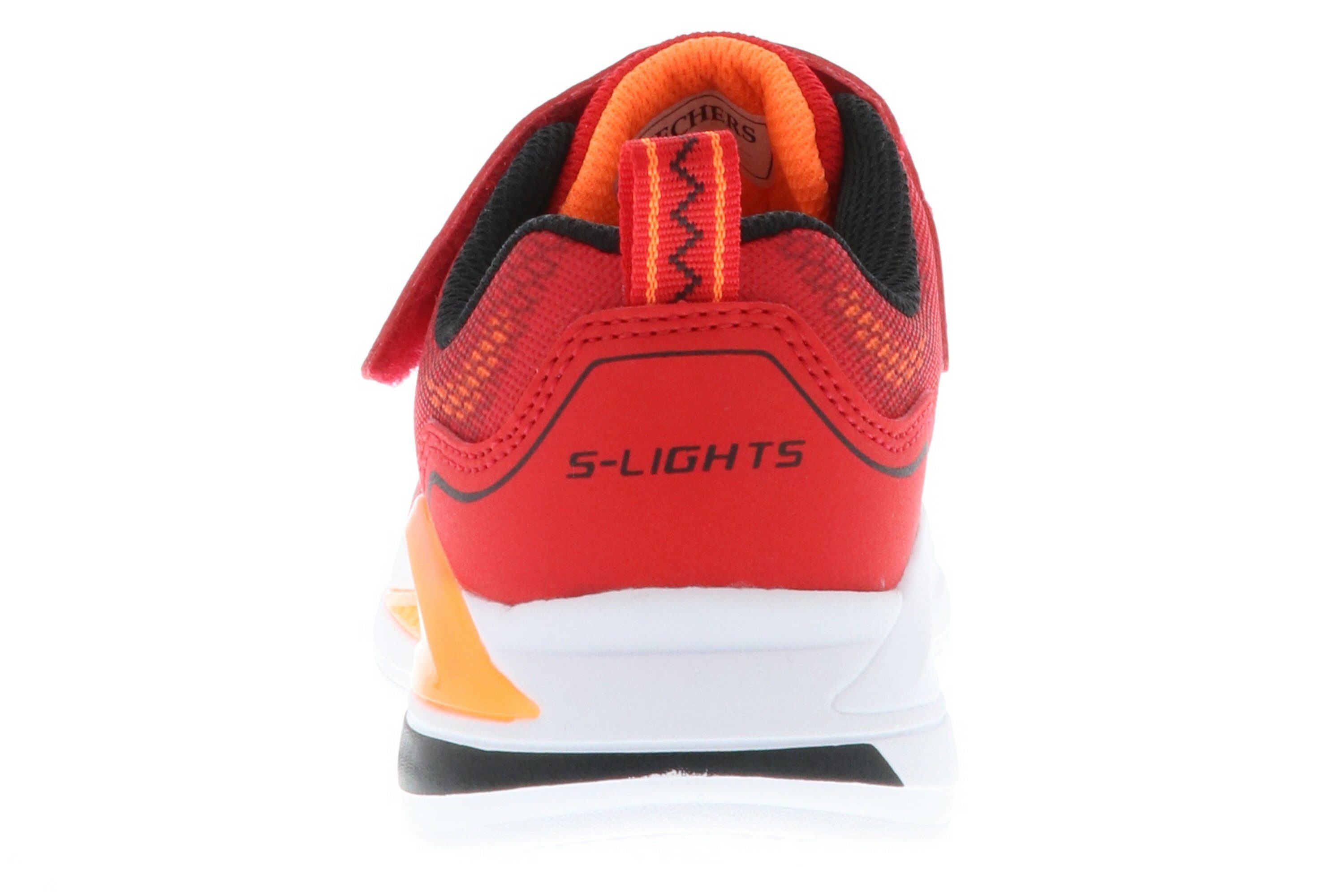 Klettriemen Red/Orange 401660L/RDOR ausgeschalten an- Skechers / Lichter Lights-Tri-Namics S Sneaker können und Orange am werden Schwarz / Rot