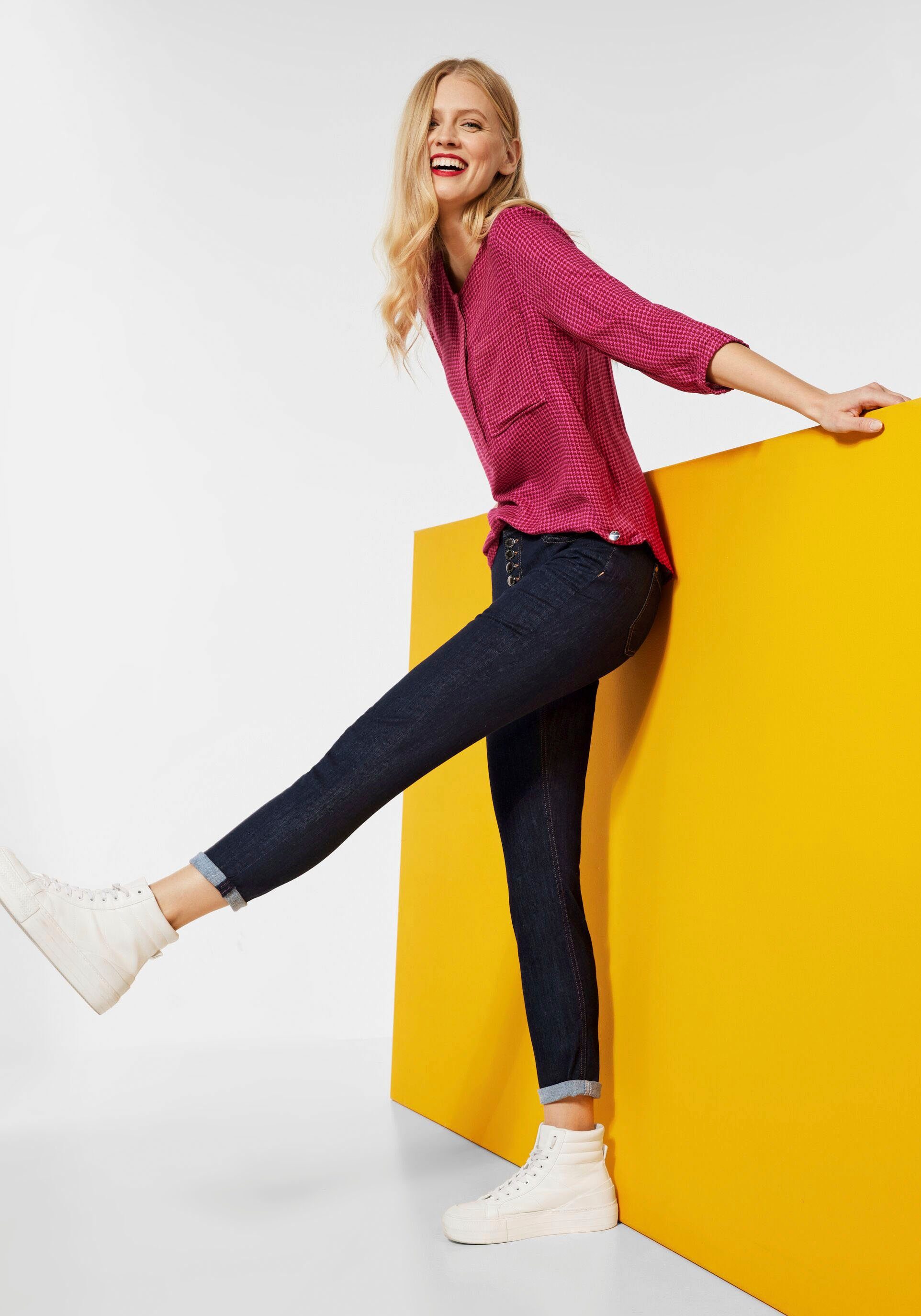Slim-fit-Jeans mit an Mom ONE den Kontrastnähten Gürtelschlaufen STREET Style