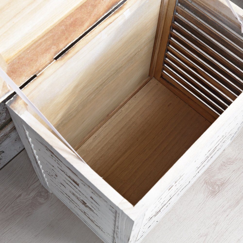 Wäschebox Wäschesammler 1 (Truhe, Wäschetonne Holztruhe Stauraum St., Wäschekorb Holzbox Mucola Truhe), Wäschetruhe