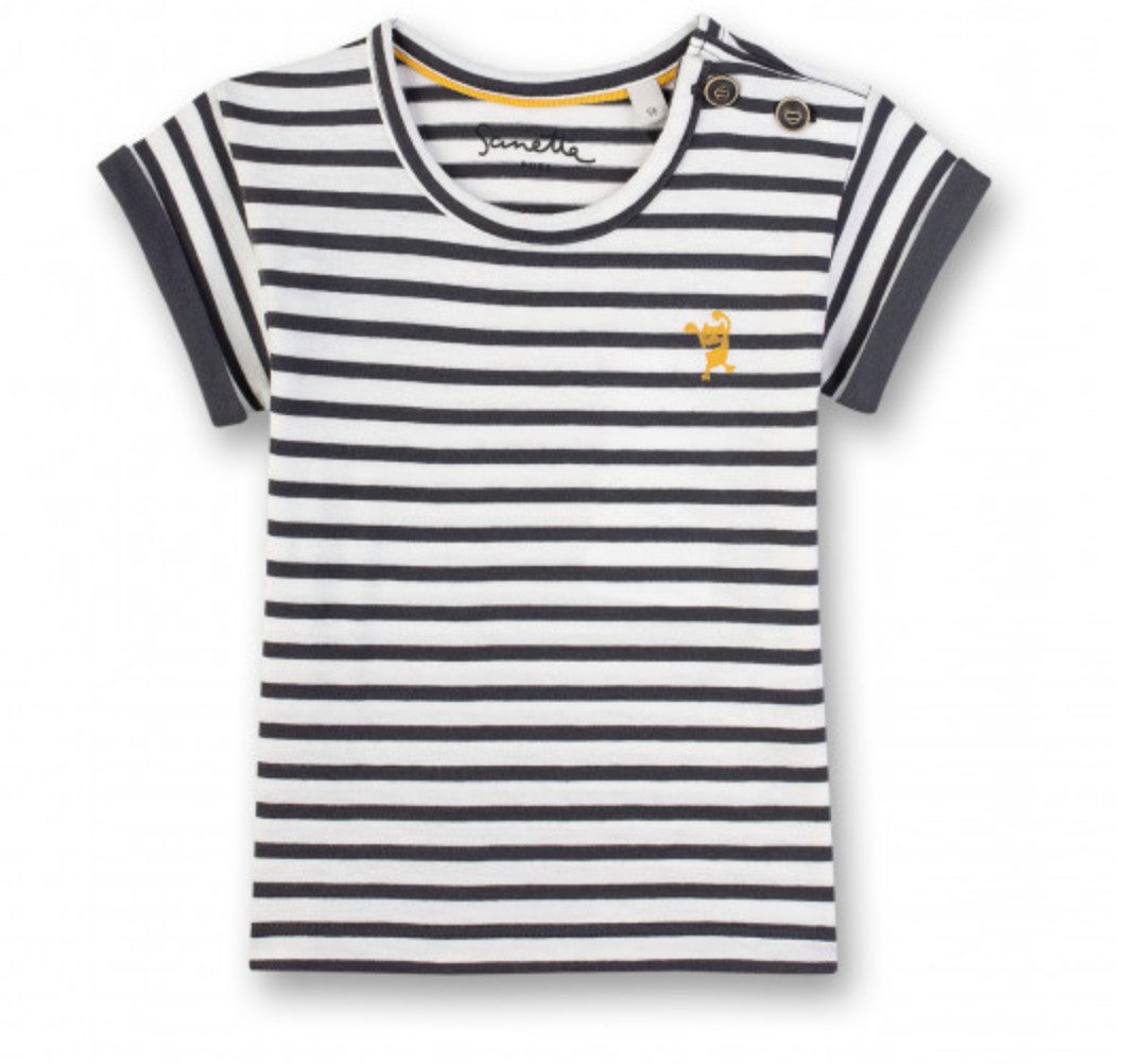 Sanetta PURE T-Shirt T-Shirt aus Bio-Baumwolle mit Streifen und Stickdetail