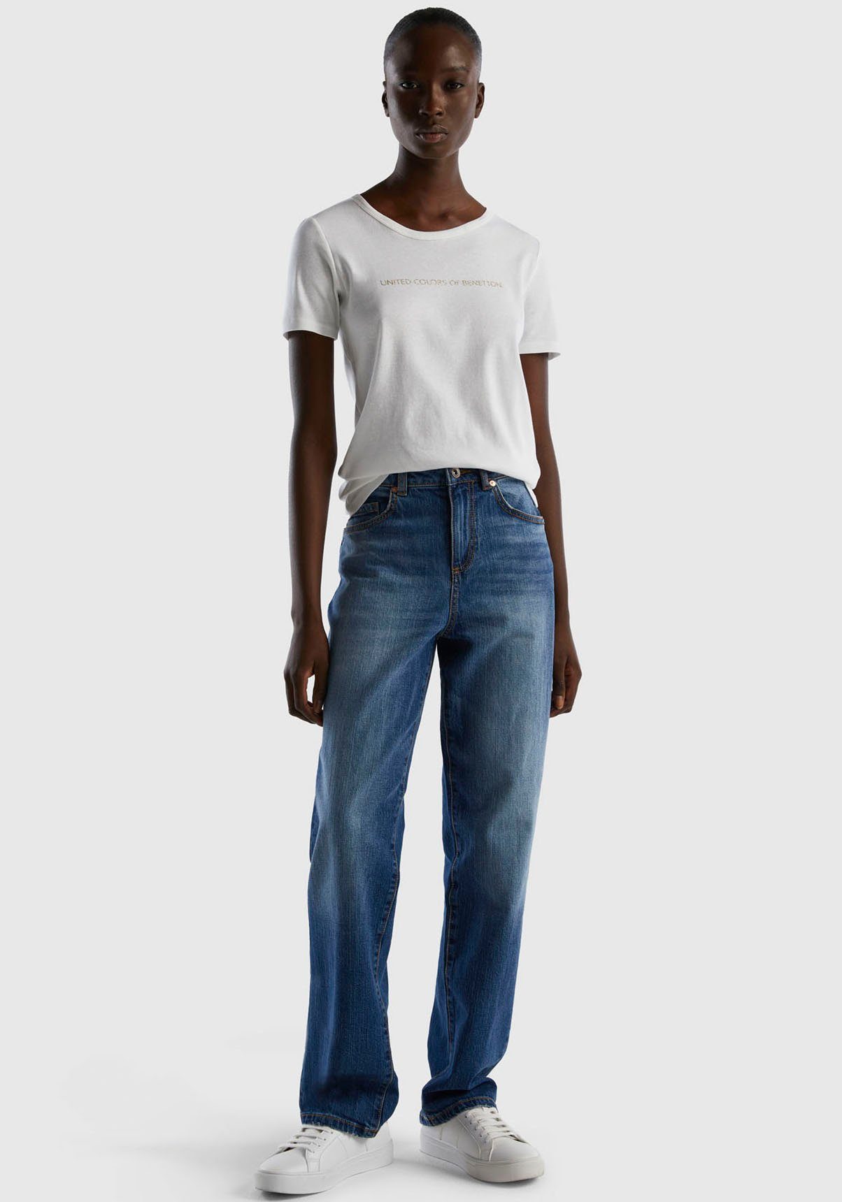 United Colors of Benetton T-Shirt (1-tlg) mit glitzerndem Druck günstig online kaufen