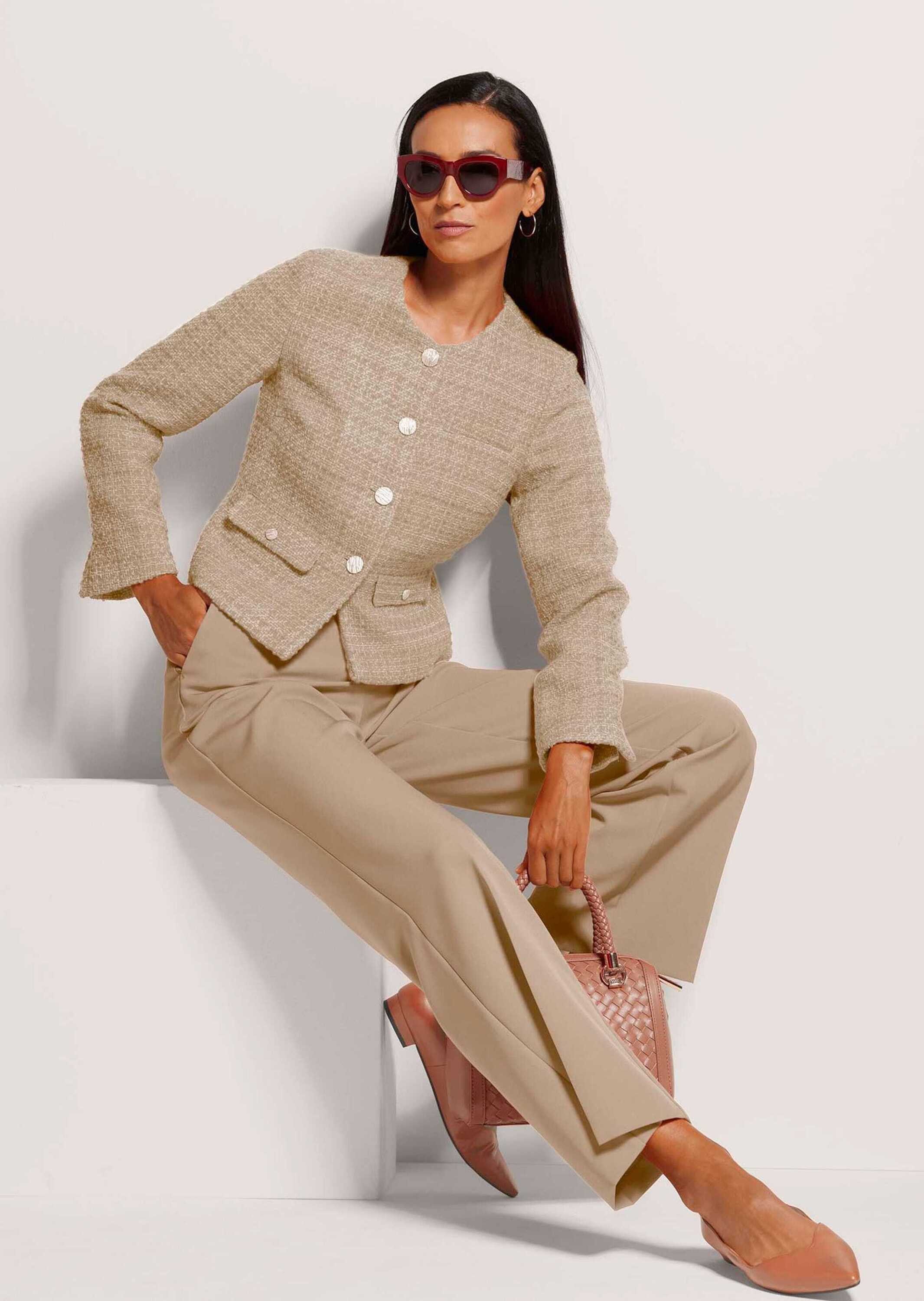 MADELEINE Kurzblazer Eleganter Tweed-Kurzblazer mit Metallknöpfen Businessjacke mit Rundhals, edle Metallknöpfe, im Tweed-Design – Bild 3 von 5