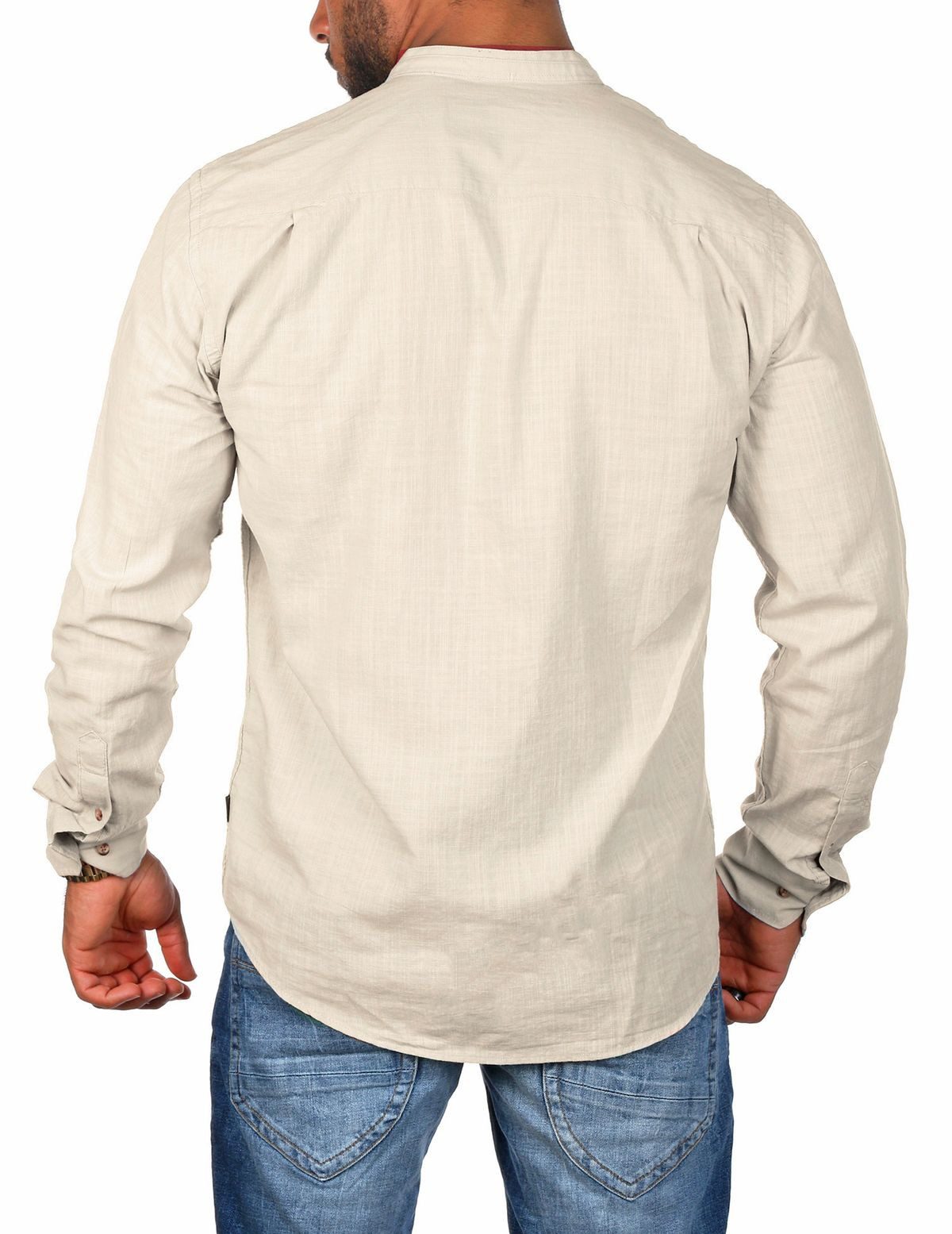CARISMA Langarmhemd Herren Leinen Baumwoll Mix Hemd 8389 Regular Langarm Stehkragen Uni – Bild 3 von 5