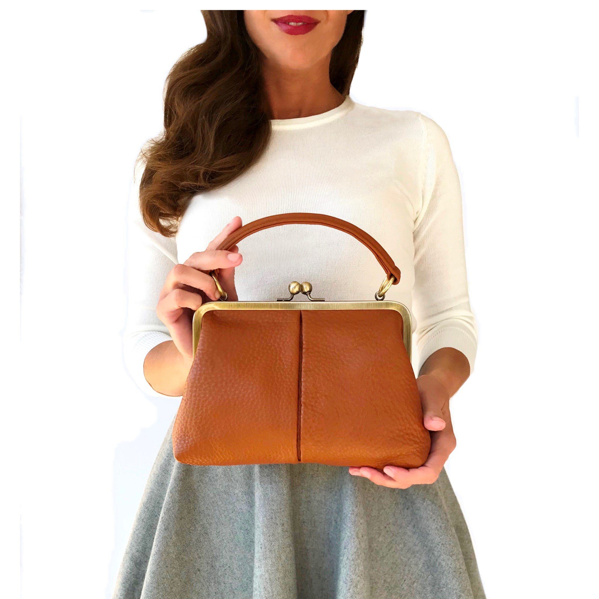 Taschenkinder Handtasche »Damen Handtasche Leder "Kleine Olive",  Umhängetasche, Vintage Stil.«, Echtleder online kaufen | OTTO