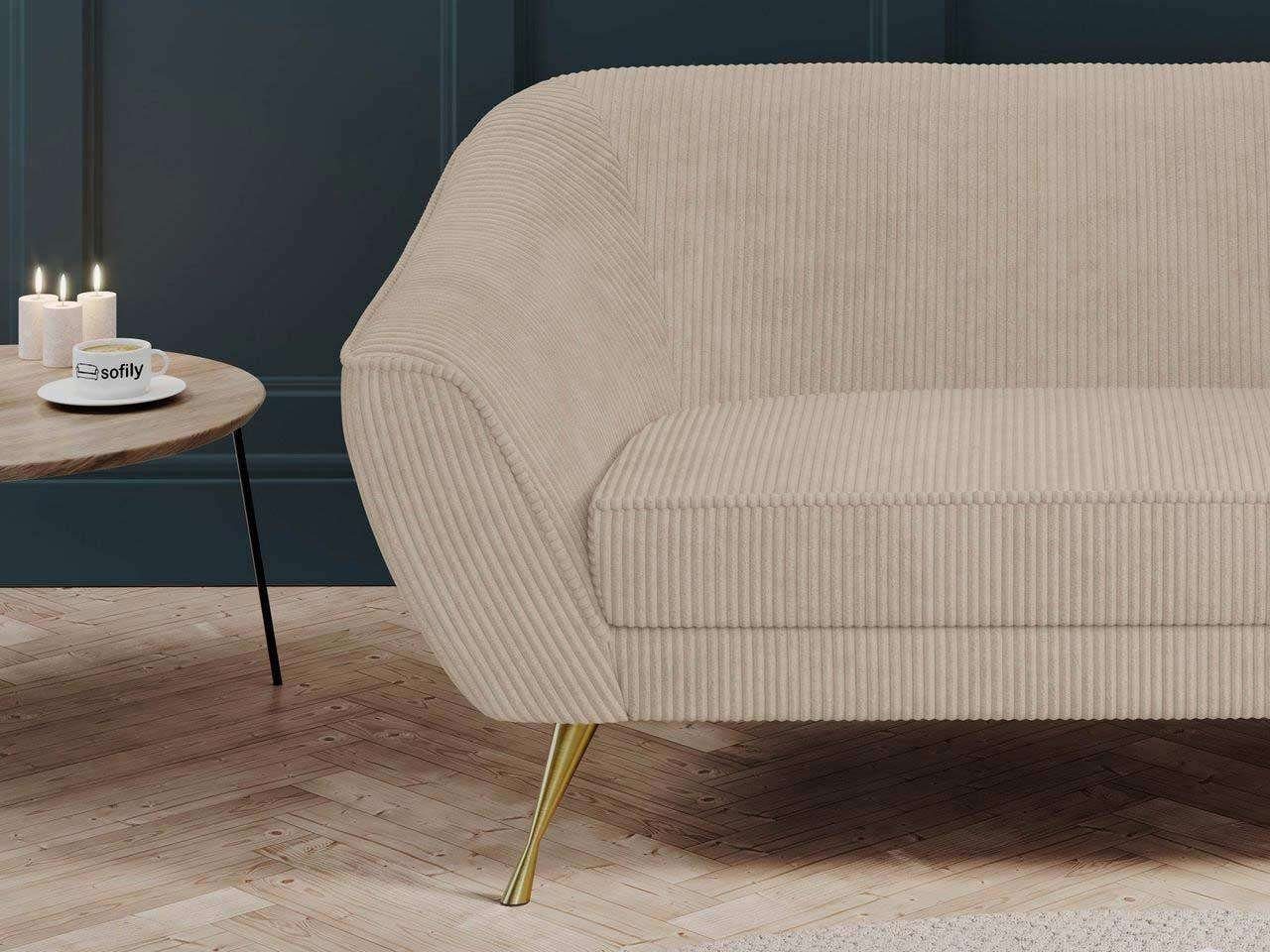 MKS Armlehnen, Sofa Metallbeine Beige MÖBEL 03, LINO Federsitz, breite