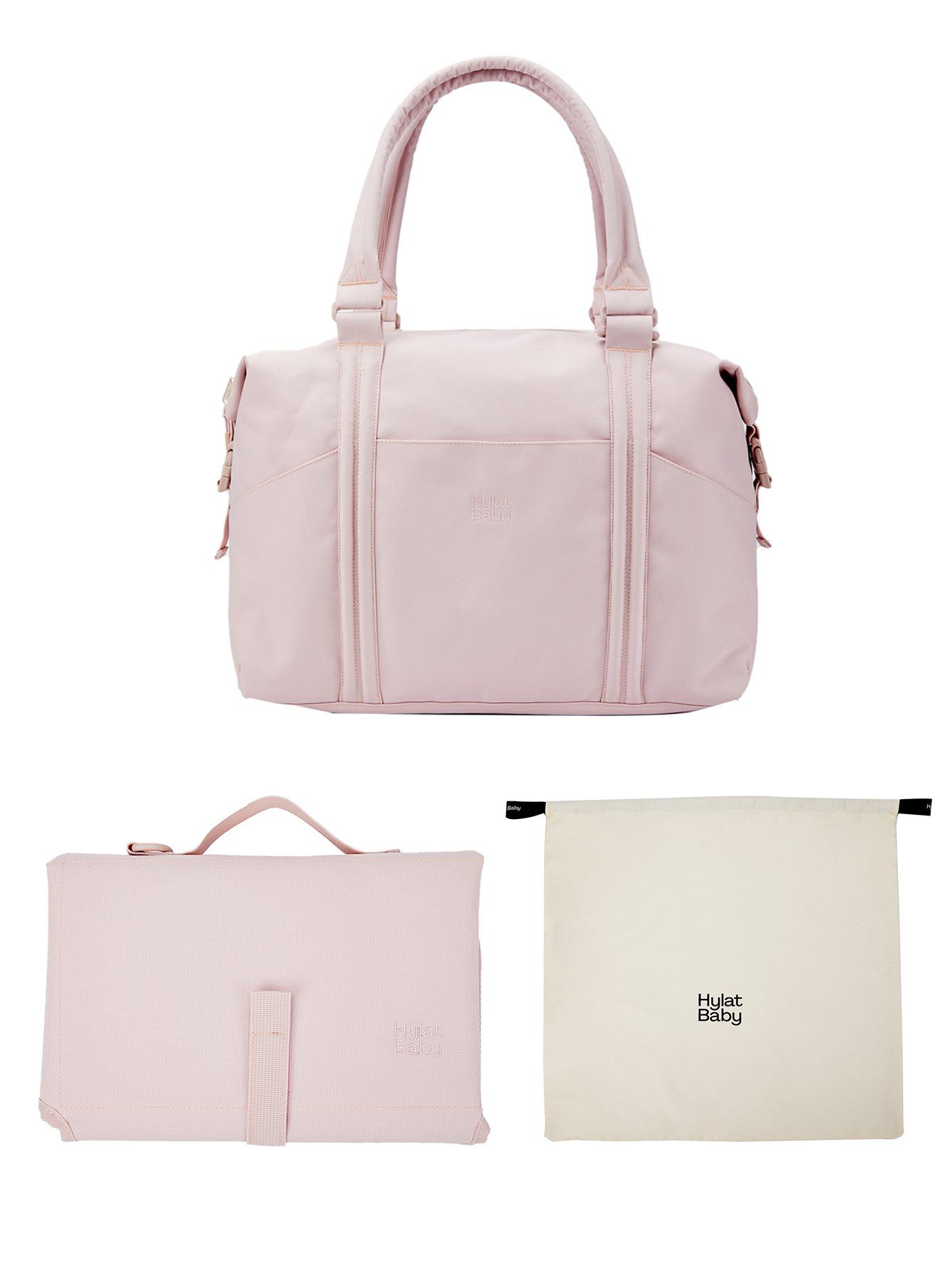 Wickeltasche Wickeltasche mit Wickelunterlage und Leinentasche – Rosa
