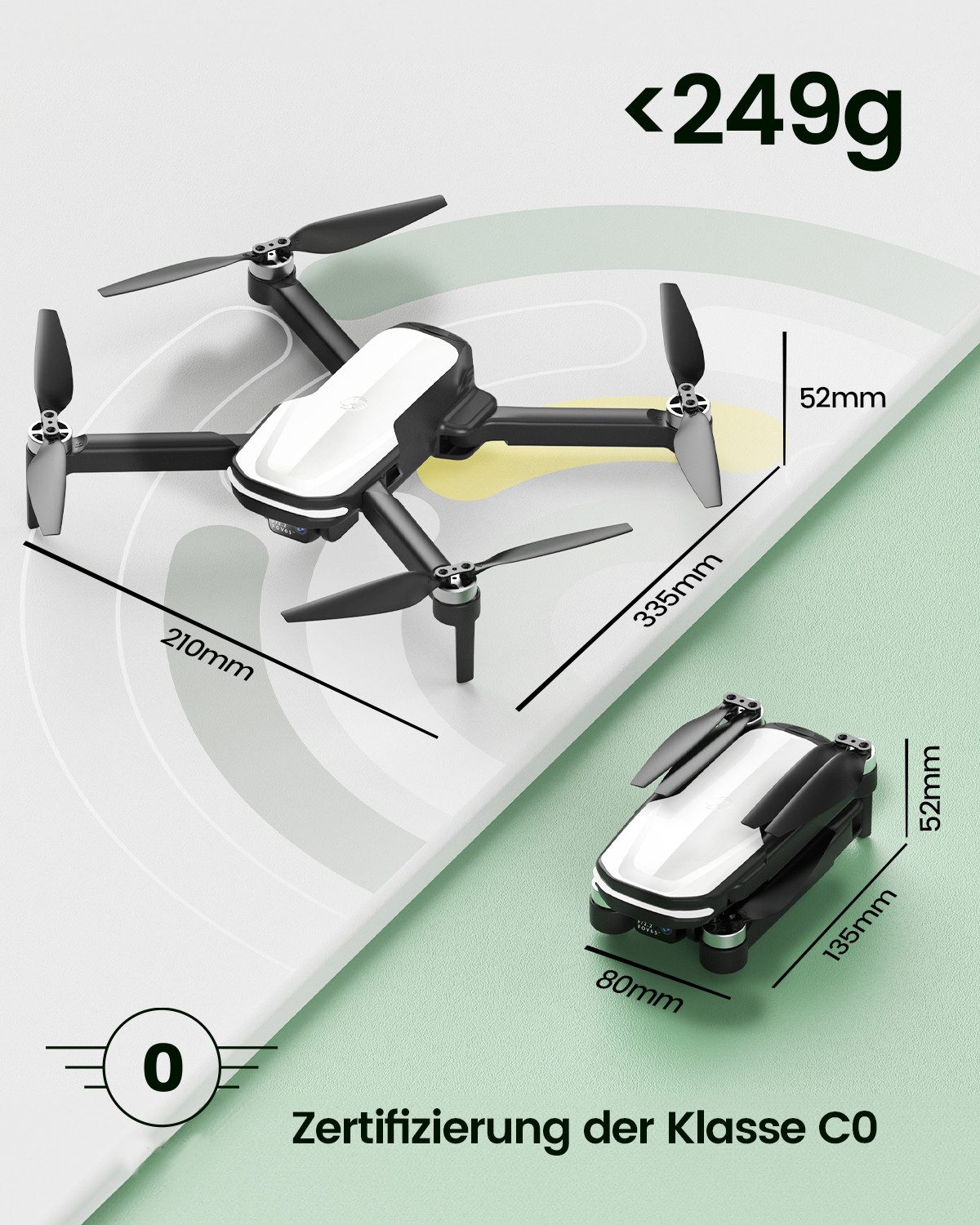 HOLY STONE Faltbare Drohne mit 1080P Kamera, FPV Quadrocopter mit 2 Akkus Drohne (Bürstenlosem Motor, Gestensteuerung, Ideal für Kinder & Anfänger)