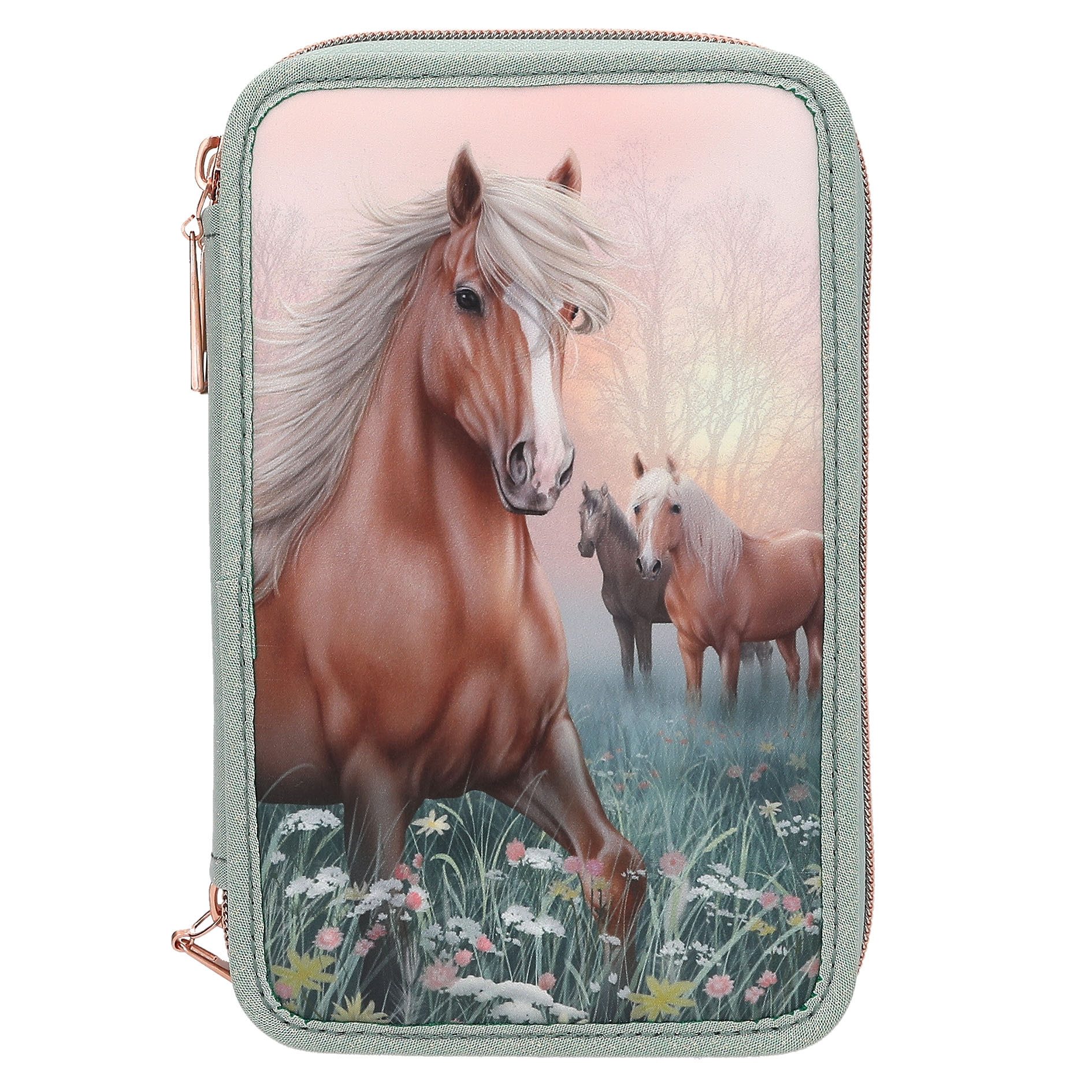 Depeche Federtasche Miss Melody Pferde 3 Fach Federmäppchen Federmappe Mäppchen, Federtasche