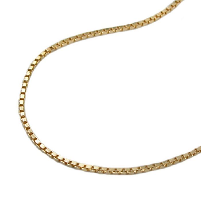 unbespielt Kette ohne Anhänger Halskette Venezianer Kette 1 mm vergoldet AMD Länge 45 cm inklusive Schmuckbox Modeschmuck für Damen und Herren