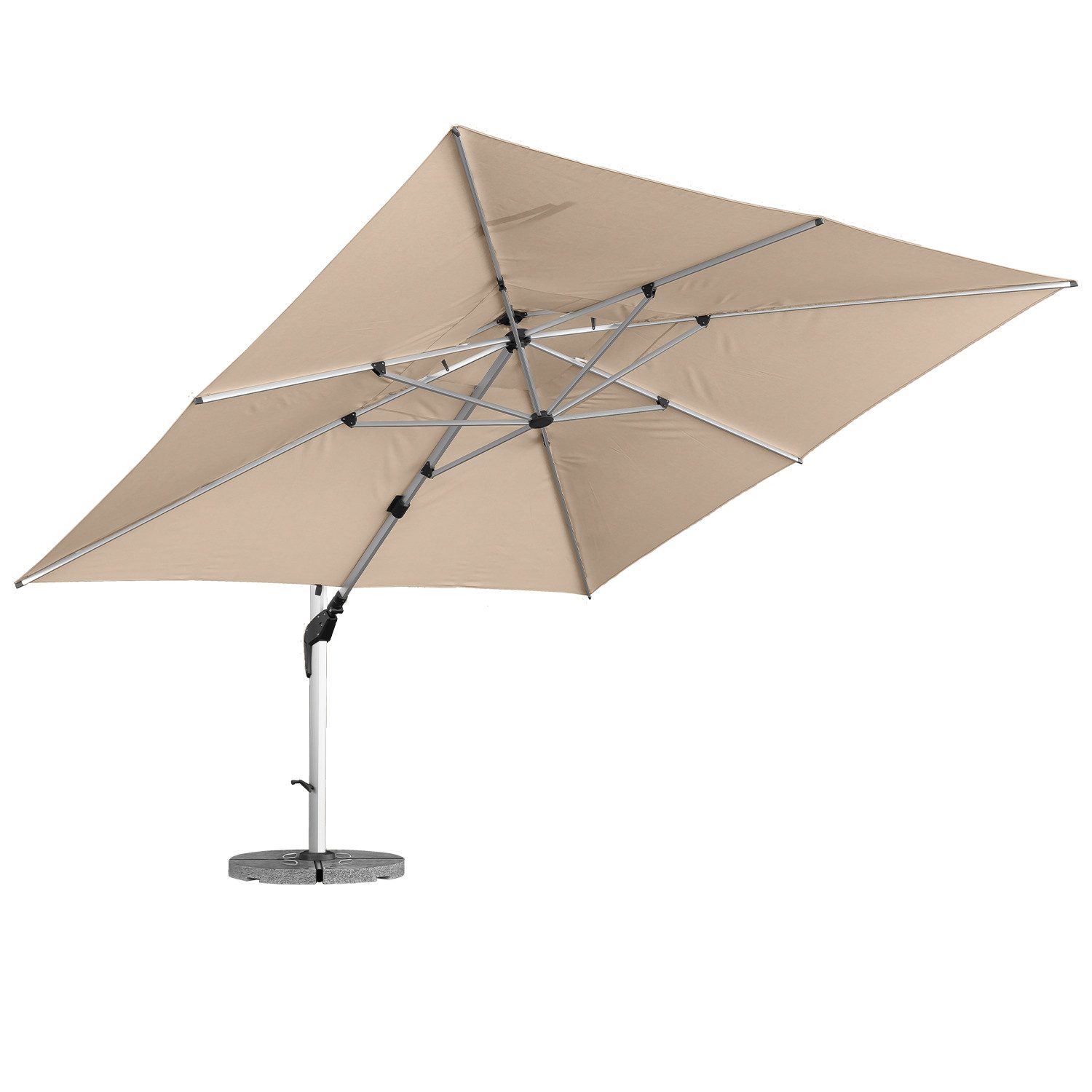 anndora-sonnenschirm Ampelschirm aus Aluminium 4x4 Meter mit Sonderstoff, LxB: 400x400 cm, 360° Drehmechanismus - wasserabweisender Stoff - Winddach