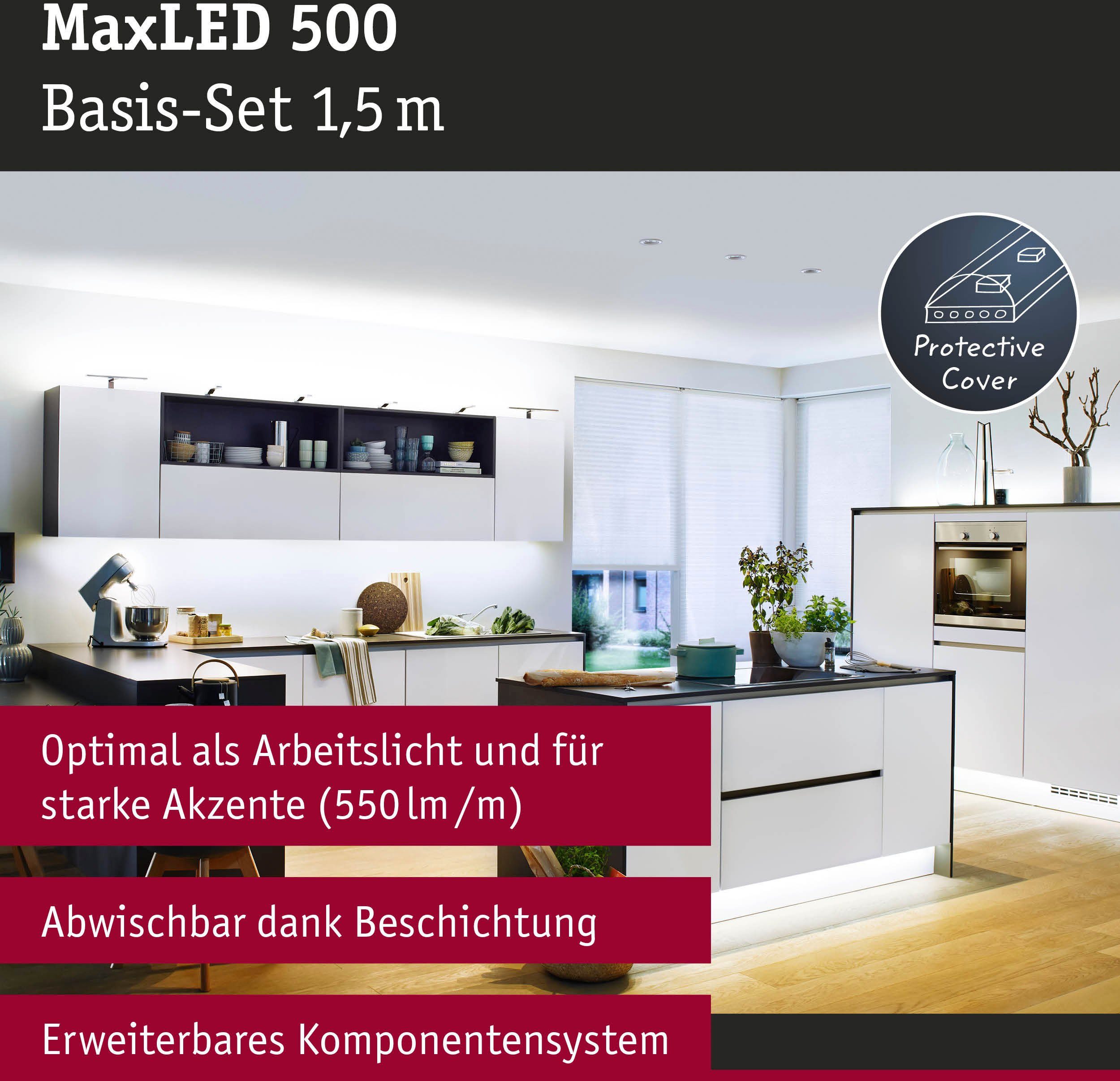 Paulmann LED-Streifen MaxLED 500 1-flammig 1,5m beschichtet, IP44 8,5W Basisset Tageslichtweiß 825lm