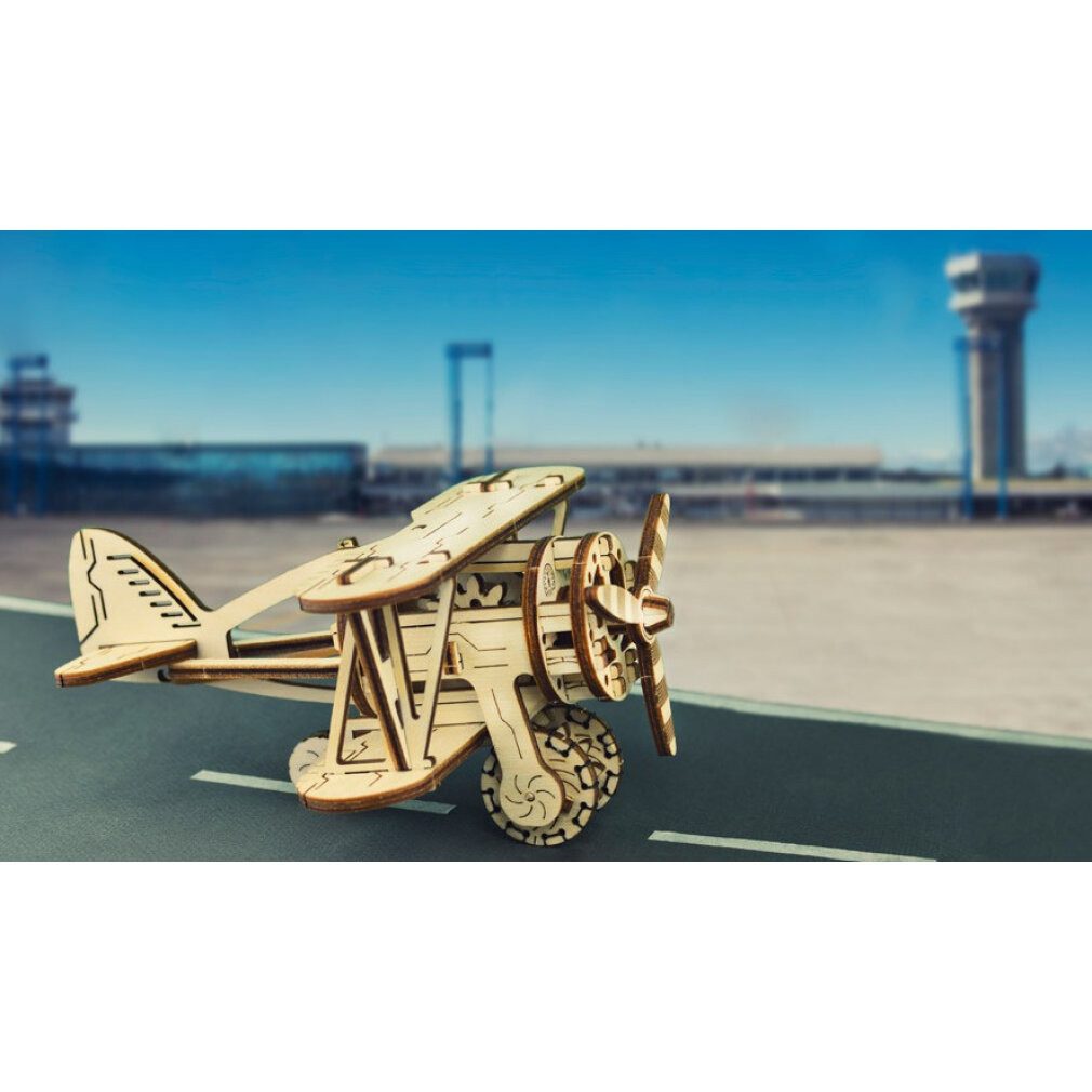 Wooden City 3D-Puzzle modellflugzeug Bausatz Holz natur 63 Teile, Puzzleteile