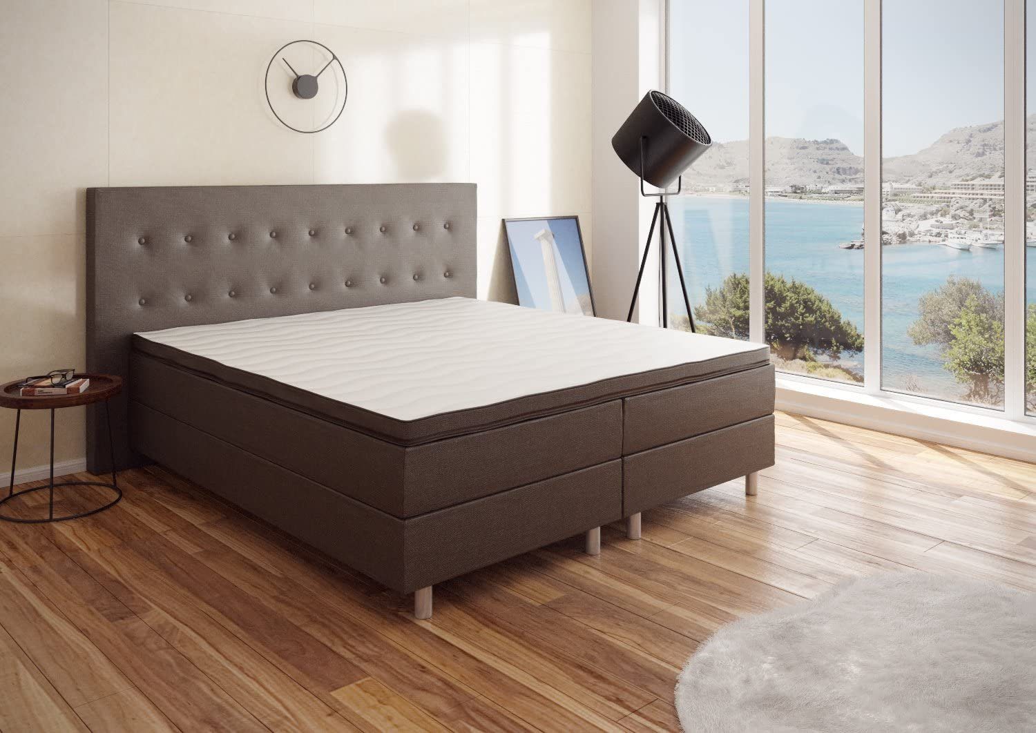 Best for Home Boxspringbett Boxspringbett NEO mit Bonell-Federkern &5 cm Topper with Schlafkomfort (90x200 100x200 120x200 140x200 160x200 180x200 200x200 cm), Handwerksqualität, TOP- Preis-Leistungs-Verhältnis