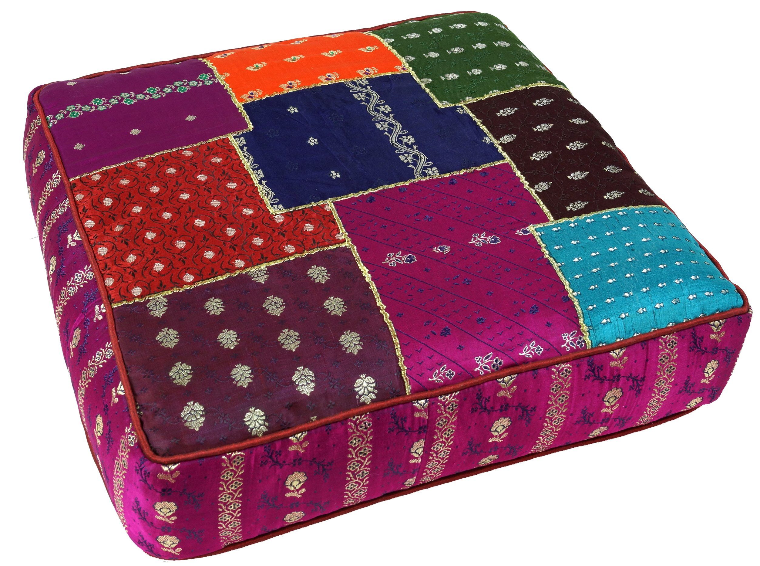 Guru-Shop Sitzkissen Orientalisches eckiges Patchwork Kissen 50 cm,.. lila/bunt