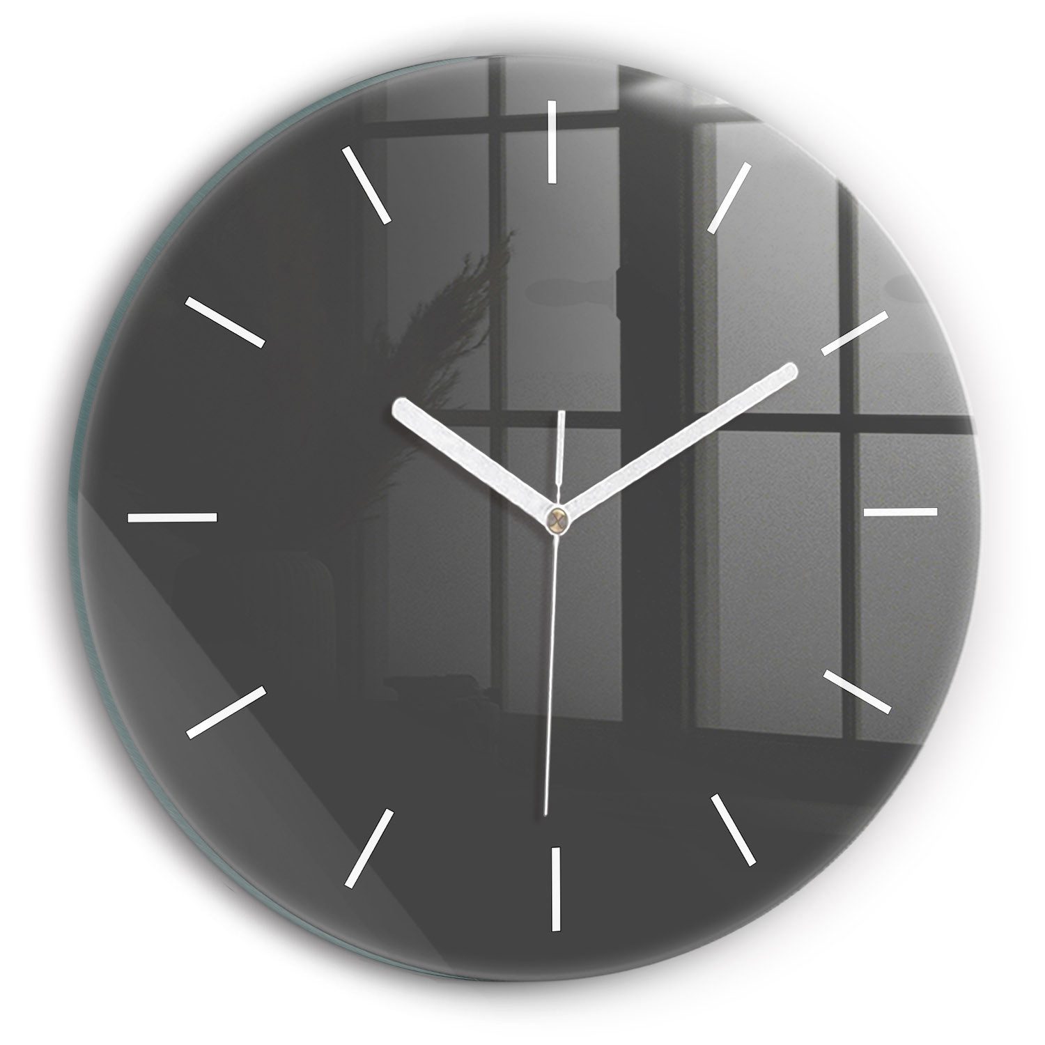 Tulup Wanduhr Wanduhr Glasrunde Uhr Moderne Glaswanduhr 30cm Uhr aus gehärtetem Glas