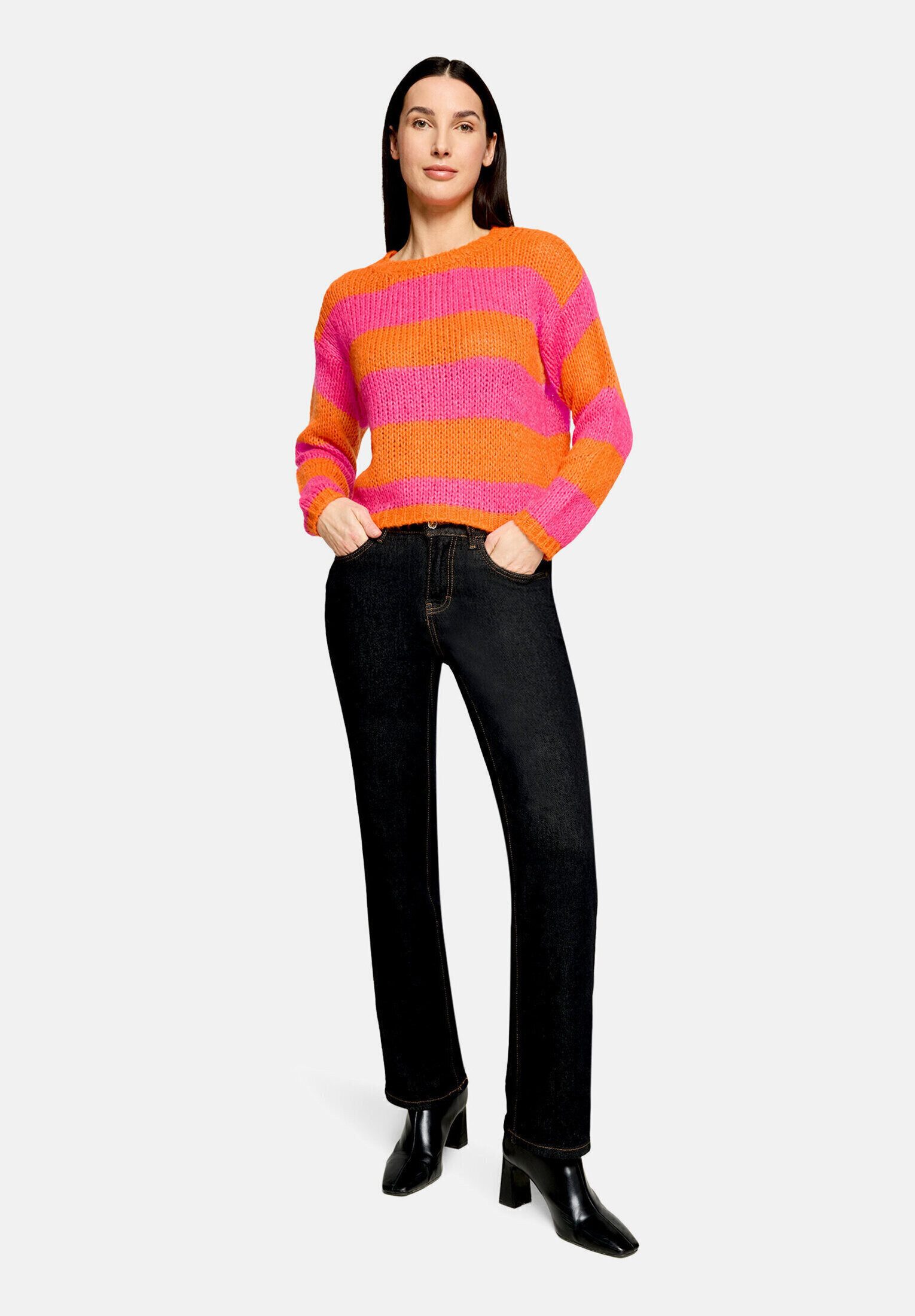 Cartoon Strickpullover Damen mit Rundhalsausschnitt (1-tlg)