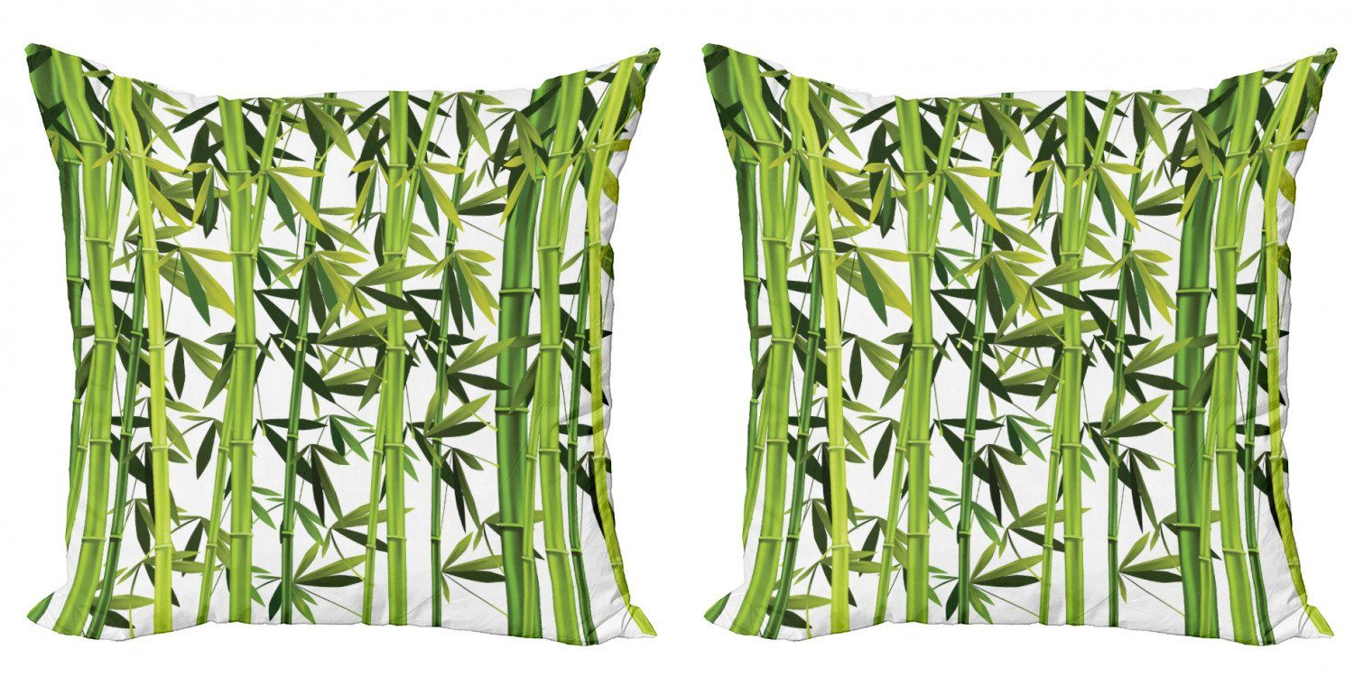 Kissenbezüge Modern Accent Doppelseitiger Digitaldruck, Abakuhaus (2 Stück), Bambus Frische grüne Pflanzen