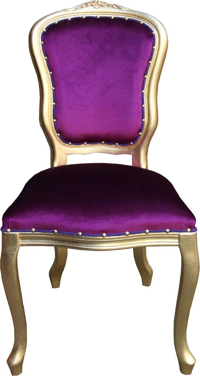 Barock Esszimmerstuhl Casa Luxus Gold Stuhl / Padrino Louis - Barock Möbel Esszimmer Lila
