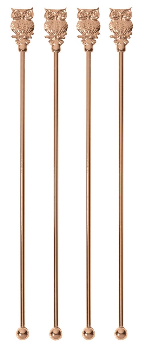 Paderno Cocktail-Set Bar Utensils Rührer Eule kupfer Set4, Allgemein