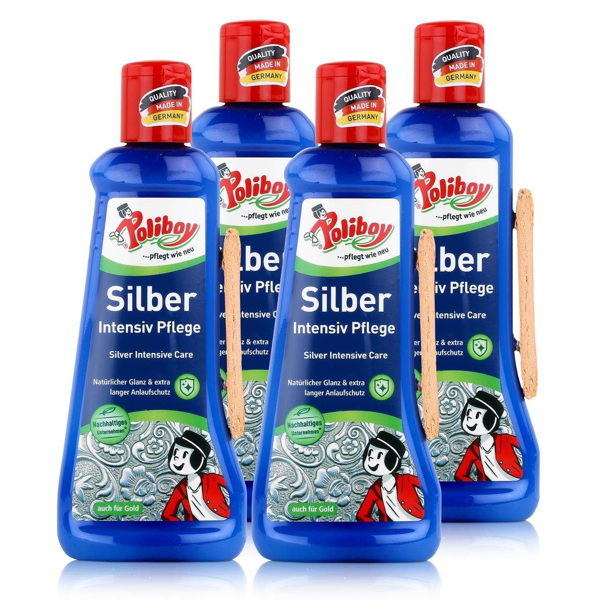 Poliboy Silber Intensiv Pflege 200ml - Für Silber & Gold (4er Pack) Spezialwaschmittel