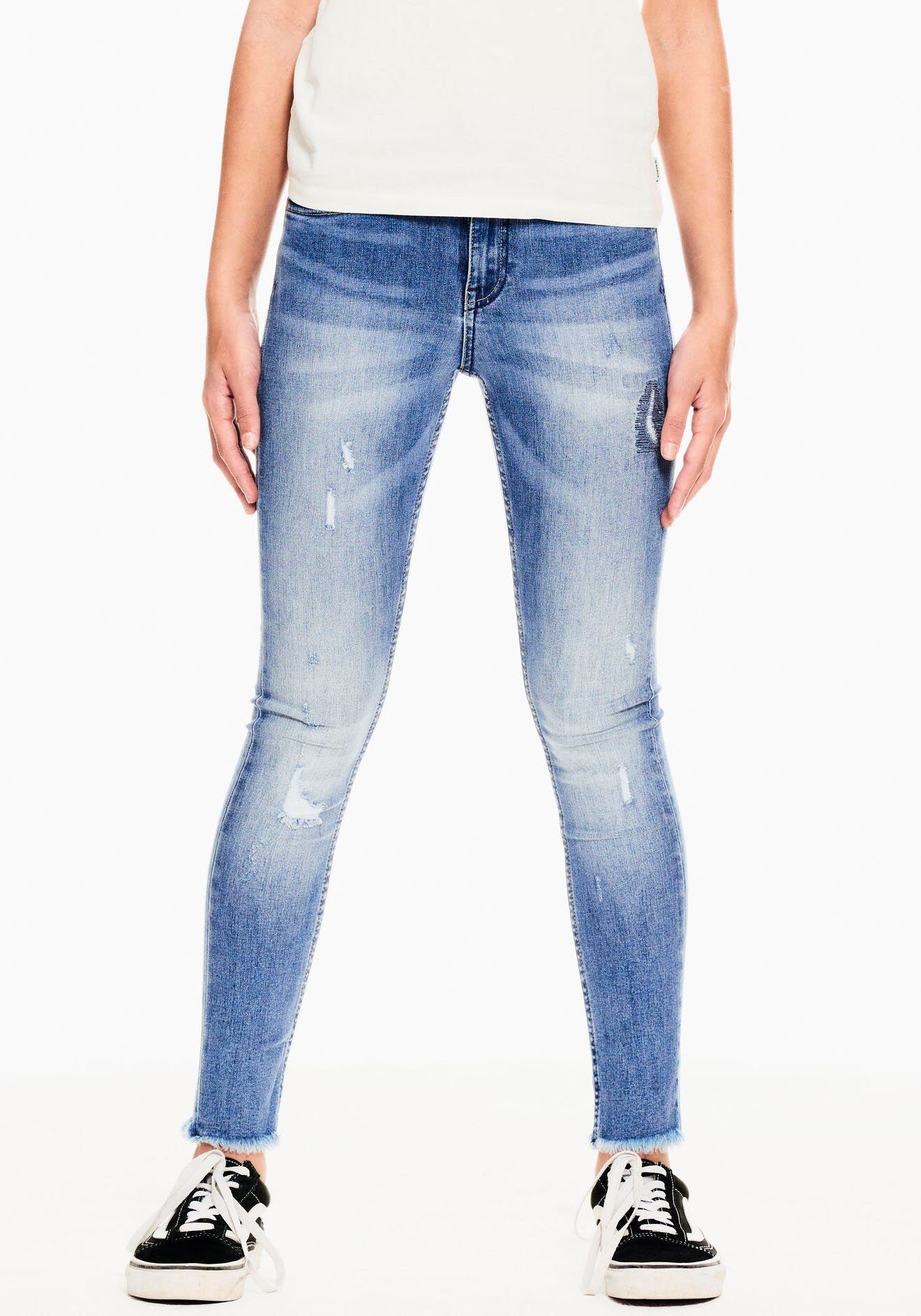 Garcia Stretch-Jeans Rianna 570 mit Taille schmale Passform Superslim, und Destroyed-Effekten, sehr hohe
