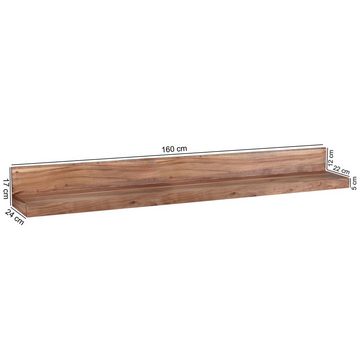Wohnling Wandregal WL1.581, MUMBAI 160 cm Akazie Massivholz Holzregal, Hängeregal modern Wandboard Echtholz Regal