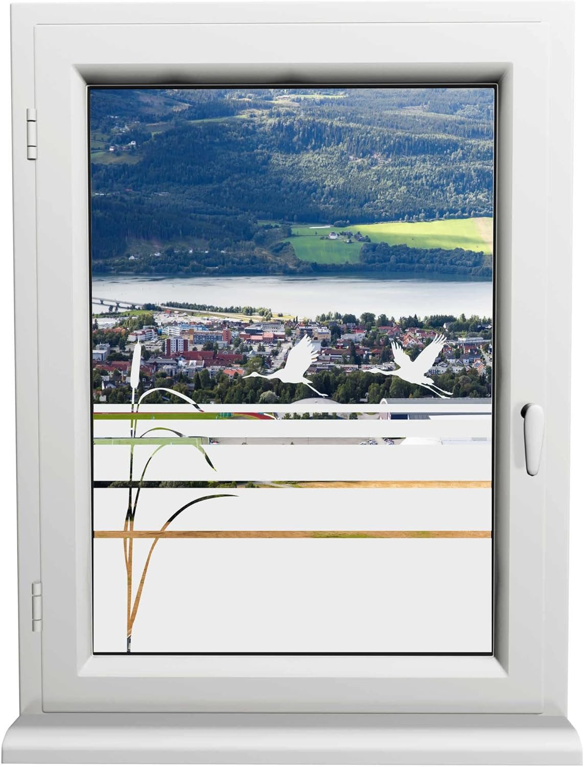 INDIGOS UG Fensterfolie Storch Glasdekorfolie – Sicht- & Sonnenschutz für Fenster