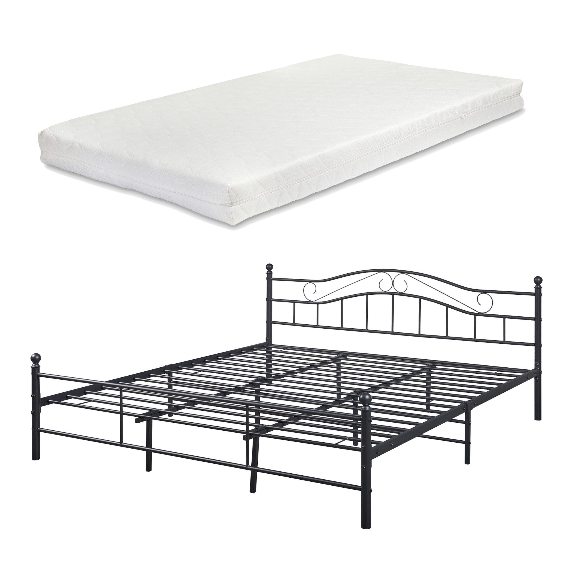 en.casa Metallbett, »Vadsø« Bettgestell Doppelbett schwarz günstig online kaufen