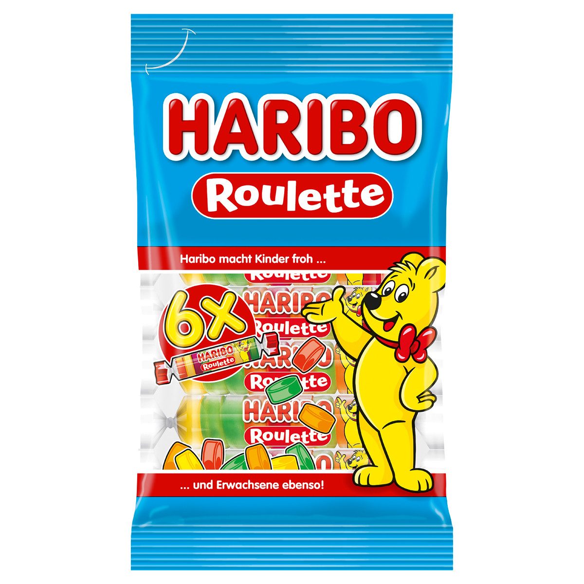 HARIBO Süßigkeit, Haribo Roulette Rollen 6 Rollen 6x Fruchtgummi Scheiben 150g
