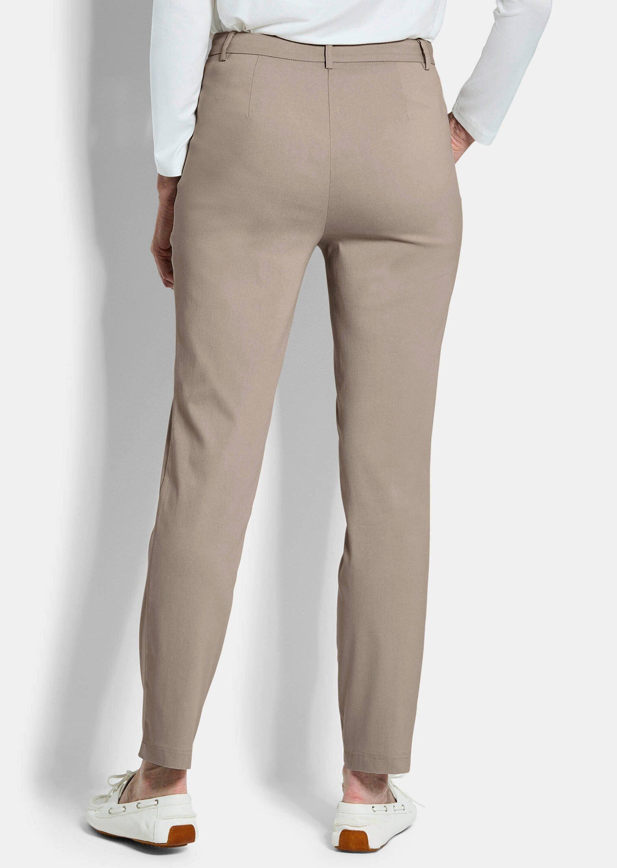 GOLDNER Stoffhose Bengalinhose mit Längsnähten Jerseyhose mit Formbund, Reißverschluss, Sattelpasse und Knöchellänge