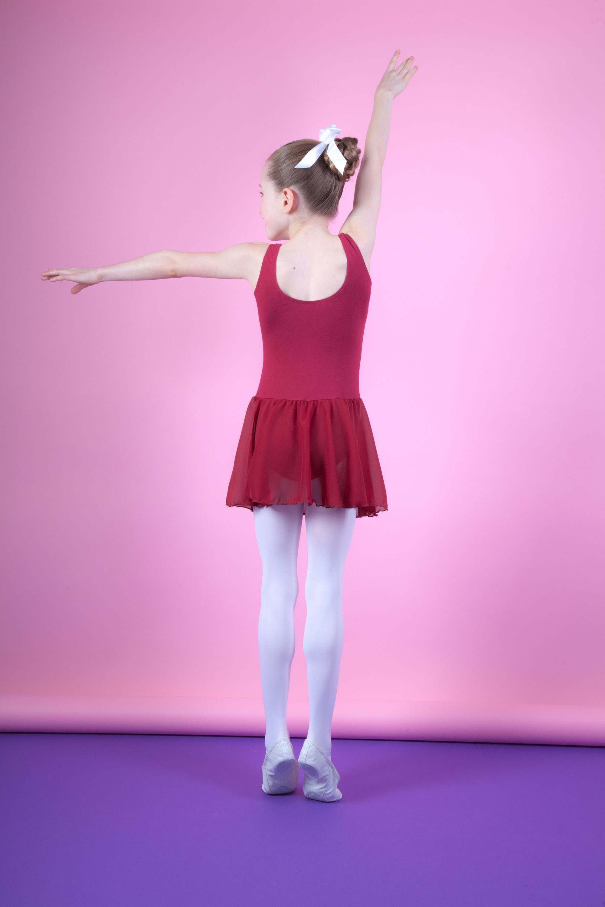 tanzmuster für Minnie wunderbar weichem Ballettkleid aus Chiffon Röckchen Mädchen mit Trikot Baumwollmaterial Chiffonkleid burgunder Ballett