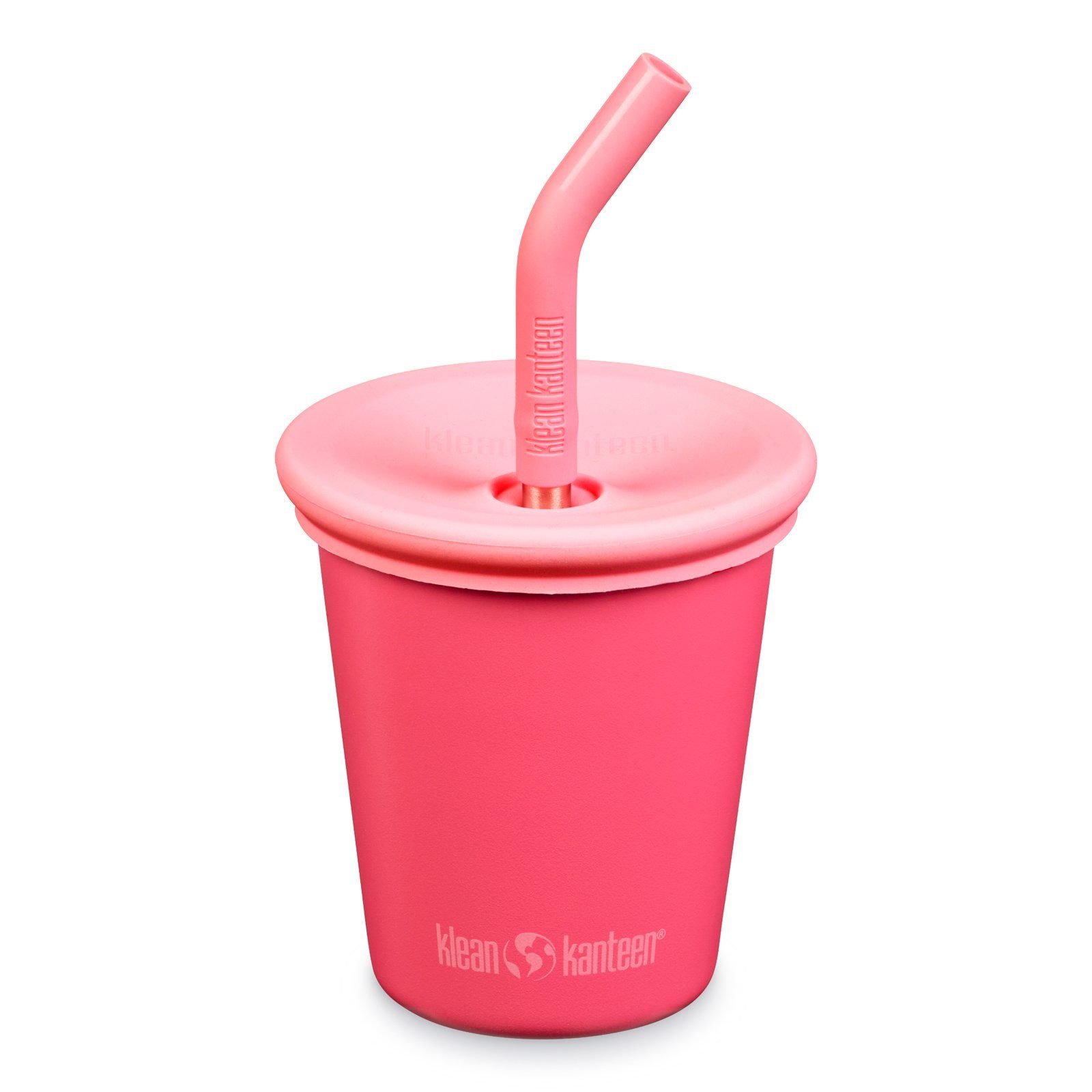 Klean Kanteen Becher Kinderbecher Kid Steel Cup Strohhalm, 18/8 Edelstahl, Polypropylen (BPA-frei), Silikon, Trink Becher Edelstahl 296 ml