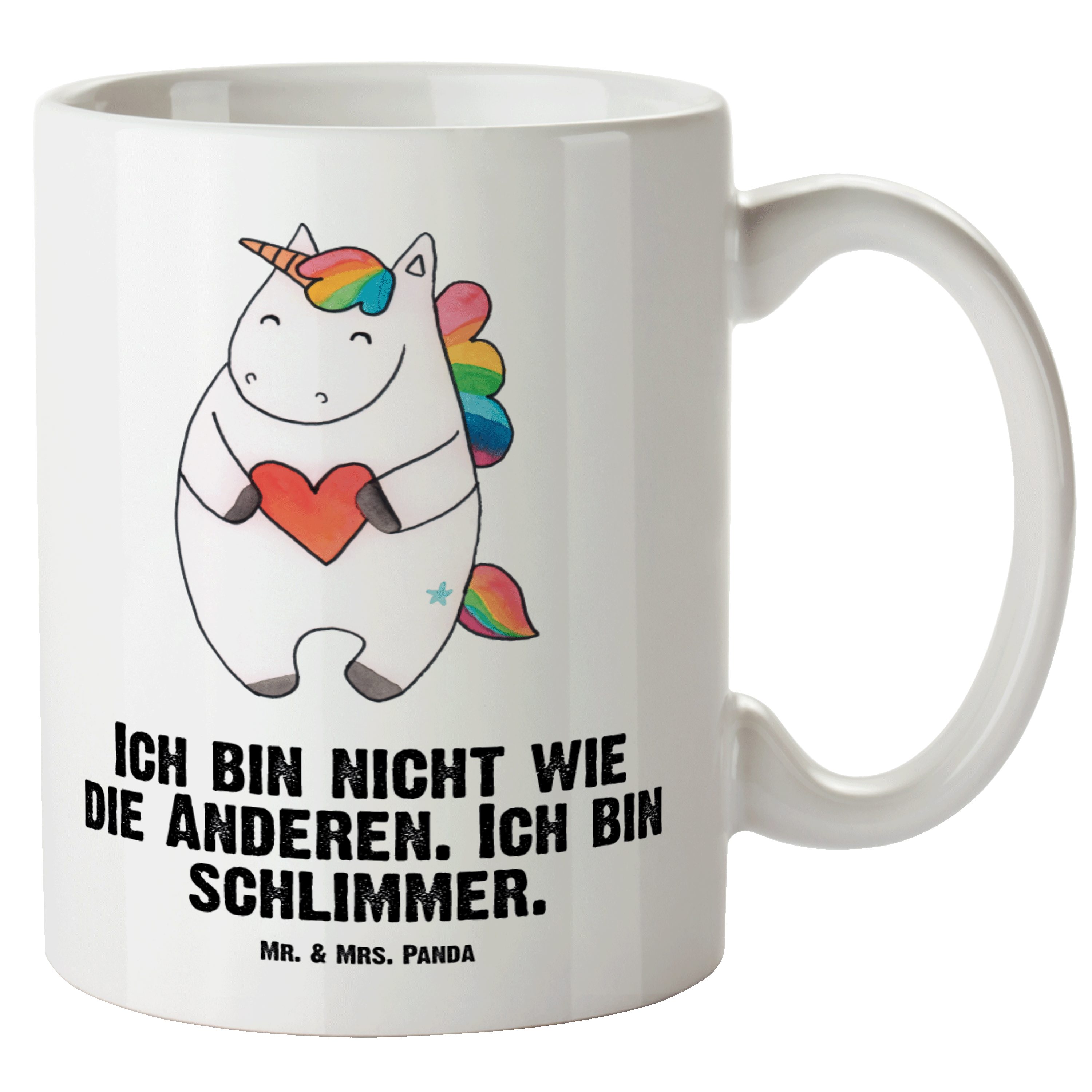 & XL Herz - - Keramik Einhorn Pegasus, Tasse Tasse Deko, bös, Mr. Mrs. Weiß Geschenk, XL Einhorn Panda Becher,