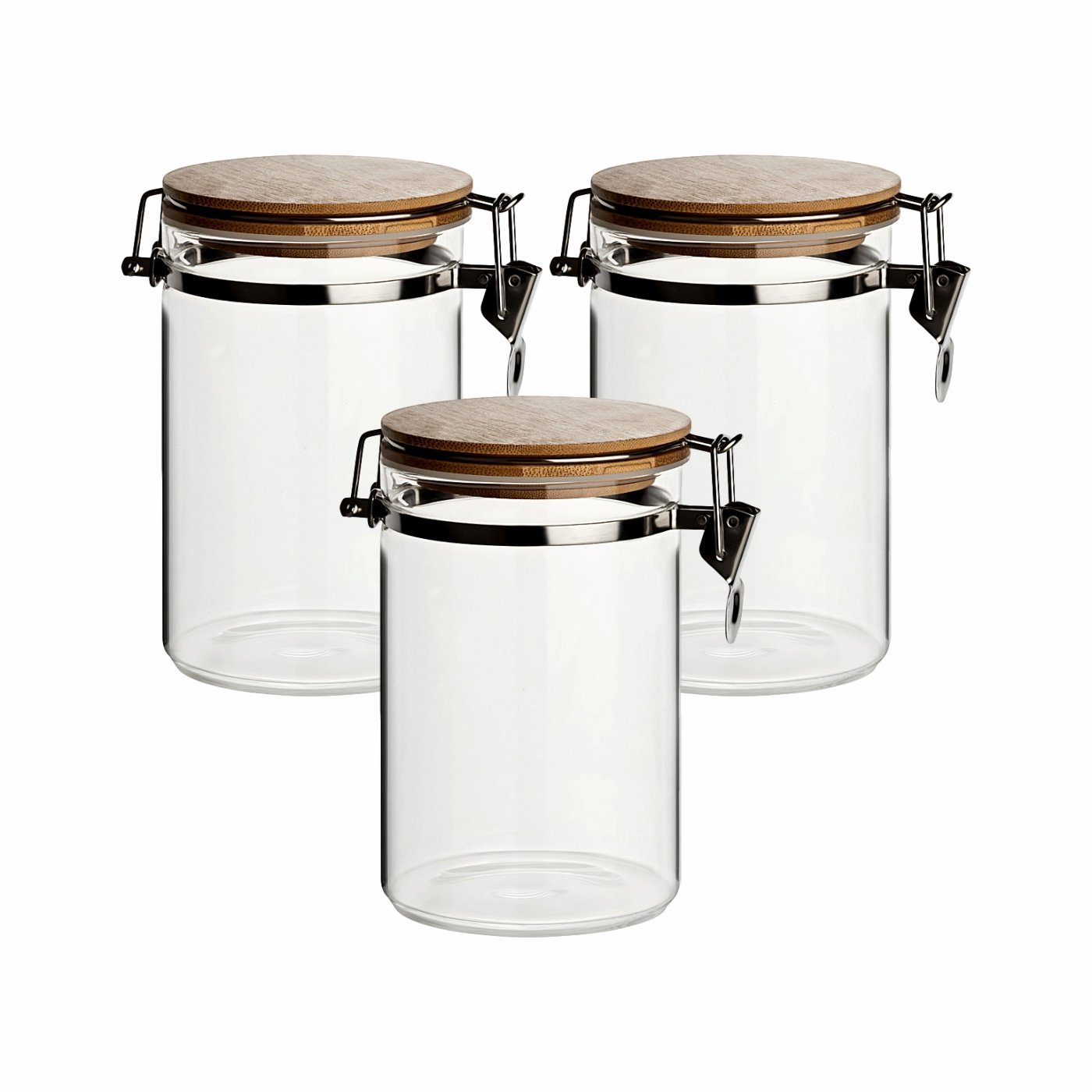 gouveo Vorratsglas 900 Vorratsdosen aus Bügelverschluss ml Borosilikatglas Borosilikatglas mit aus Glas, (3-tlg), 