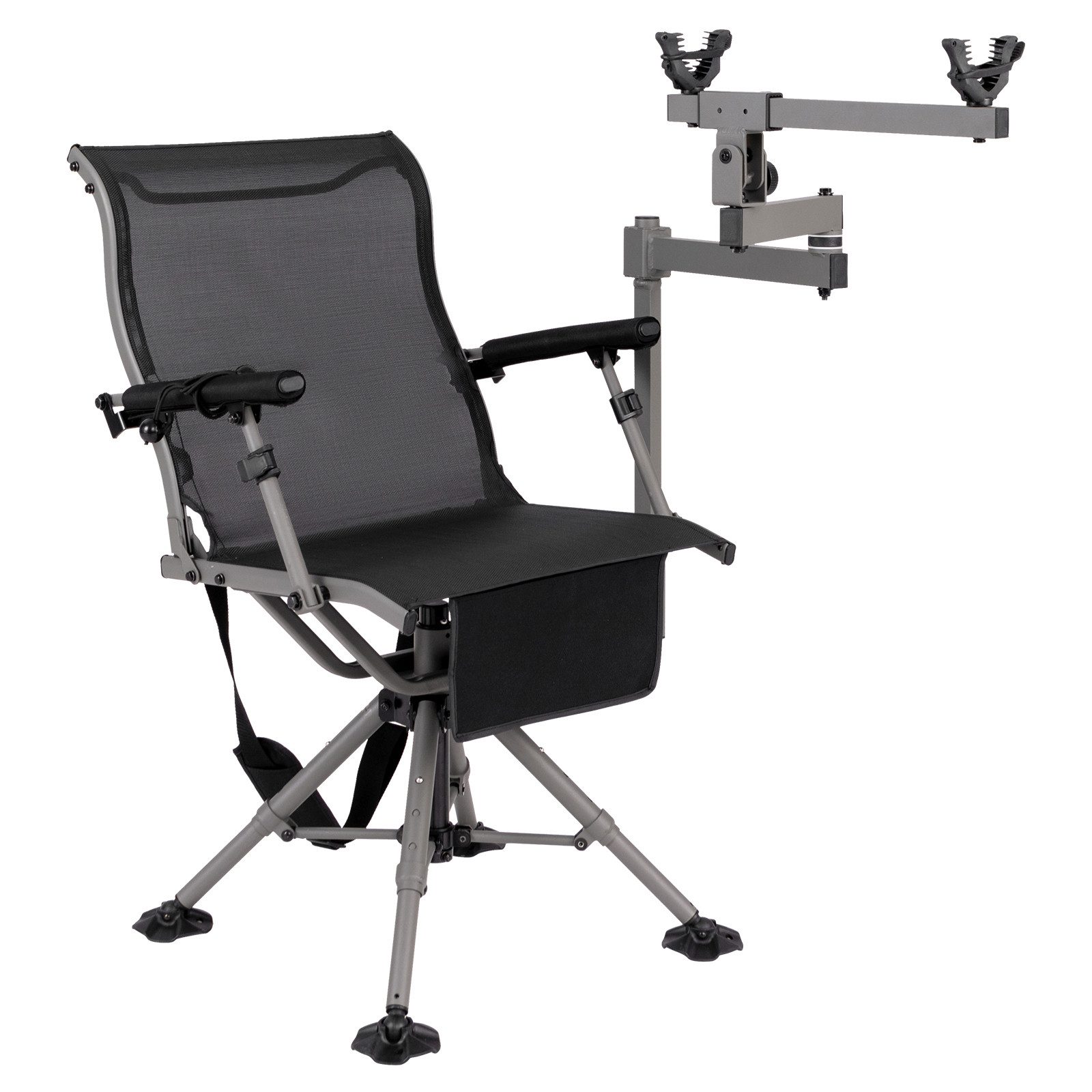 KOMFOTTEU Campingstuhl, Jagdstuhl 360°drehbar mit Verstellbarer Gewehrhalterung