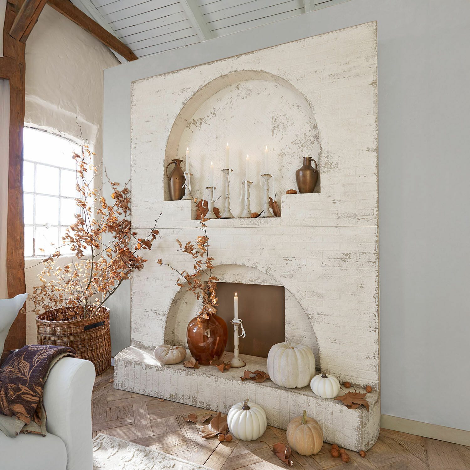 Mirabeau Kaminumbauschrank Kaminkonsole Forêt Émeraude antikweiß