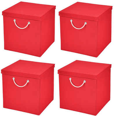 StickandShine Faltbox 4 Stück 30 x 30 x 30 cm Aufbewahrungsbox Stoffboxen in verschiedenen Farben (4er SET 30x30x30) Faltbox moderne Faltkiste Maritim mit Kordel 30cm