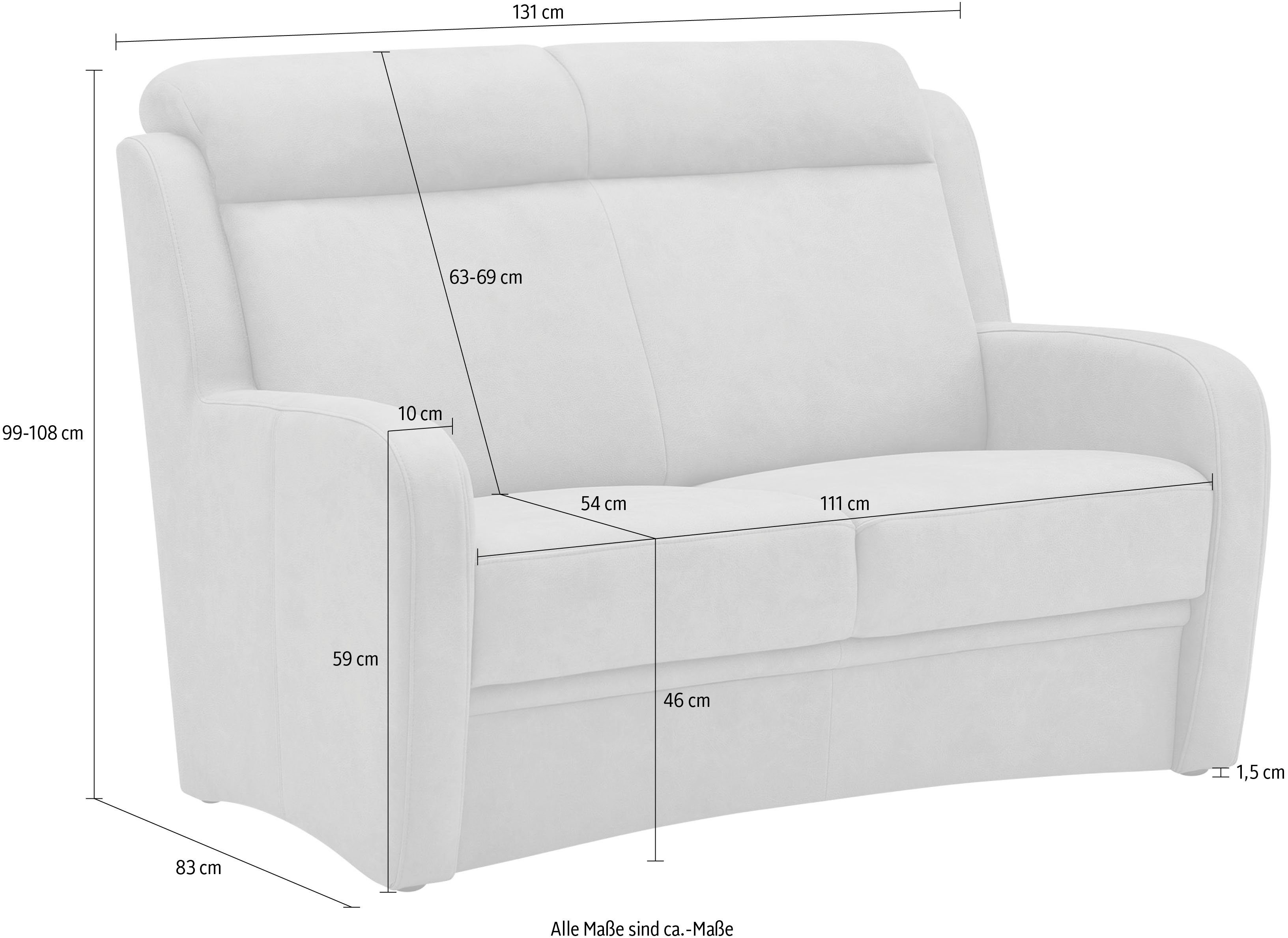 BECK 2-Sitzer Kopfteilverstellung, cm VILLA Sitzhöhe inklusive Teile, in 46 Varese, 1