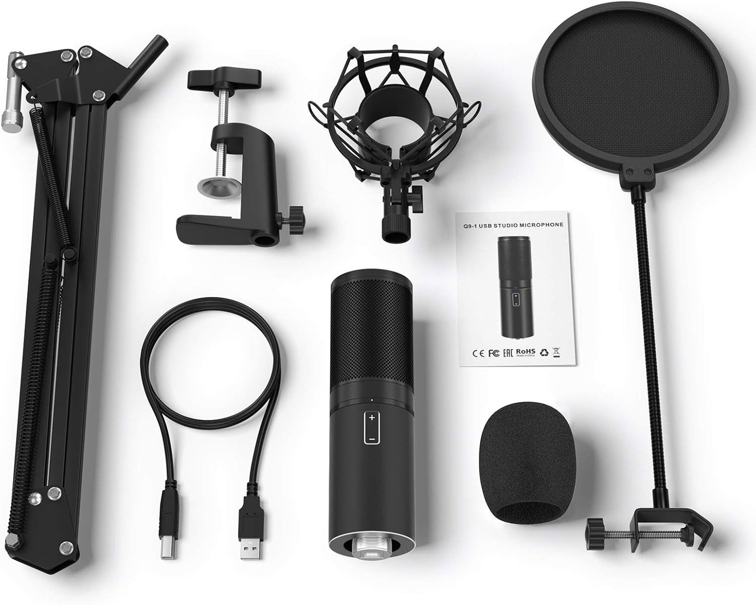 TONOR Mikrofon Q9 USB-Gaming-Mikrofon Kondensatormikrofon-Kit für Podcasting