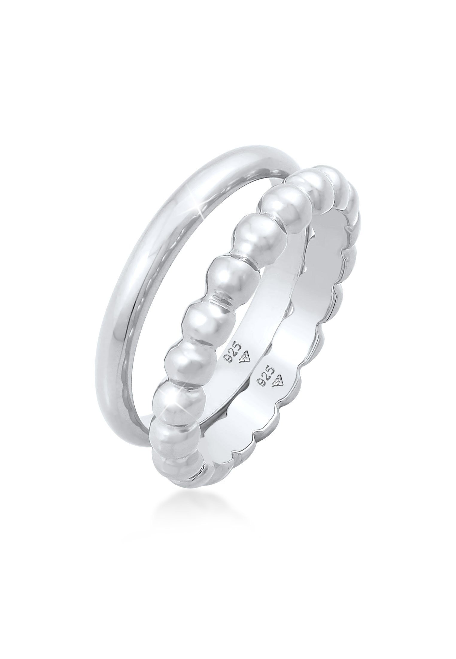 Ring-Set Bandring Basic Kugel Design (2 tlg) 925 Silber