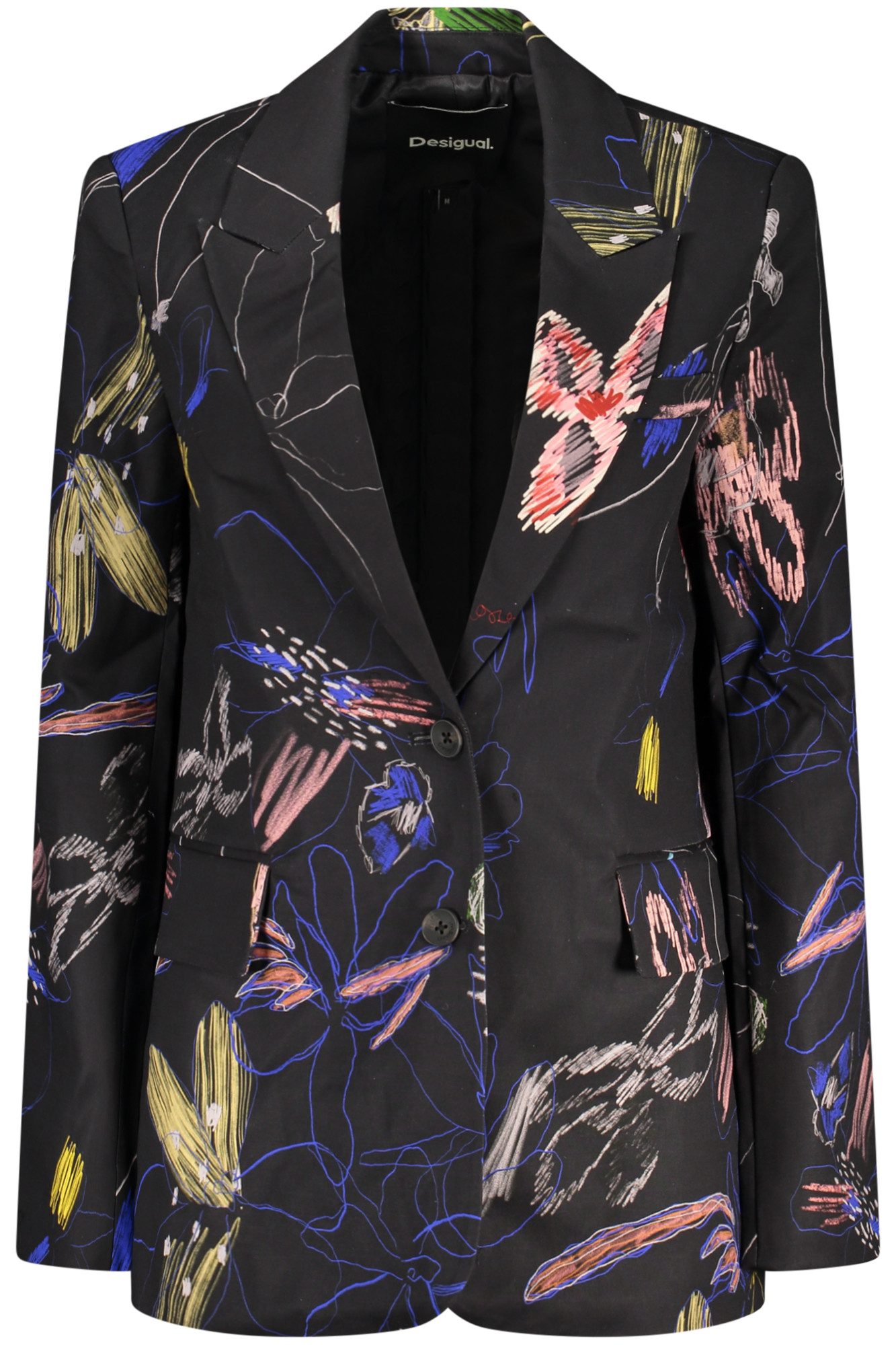 Desigual Outdoorjacke Klassische Damenjacke mit Muster, V-Ausschnitt & Knöpfen
