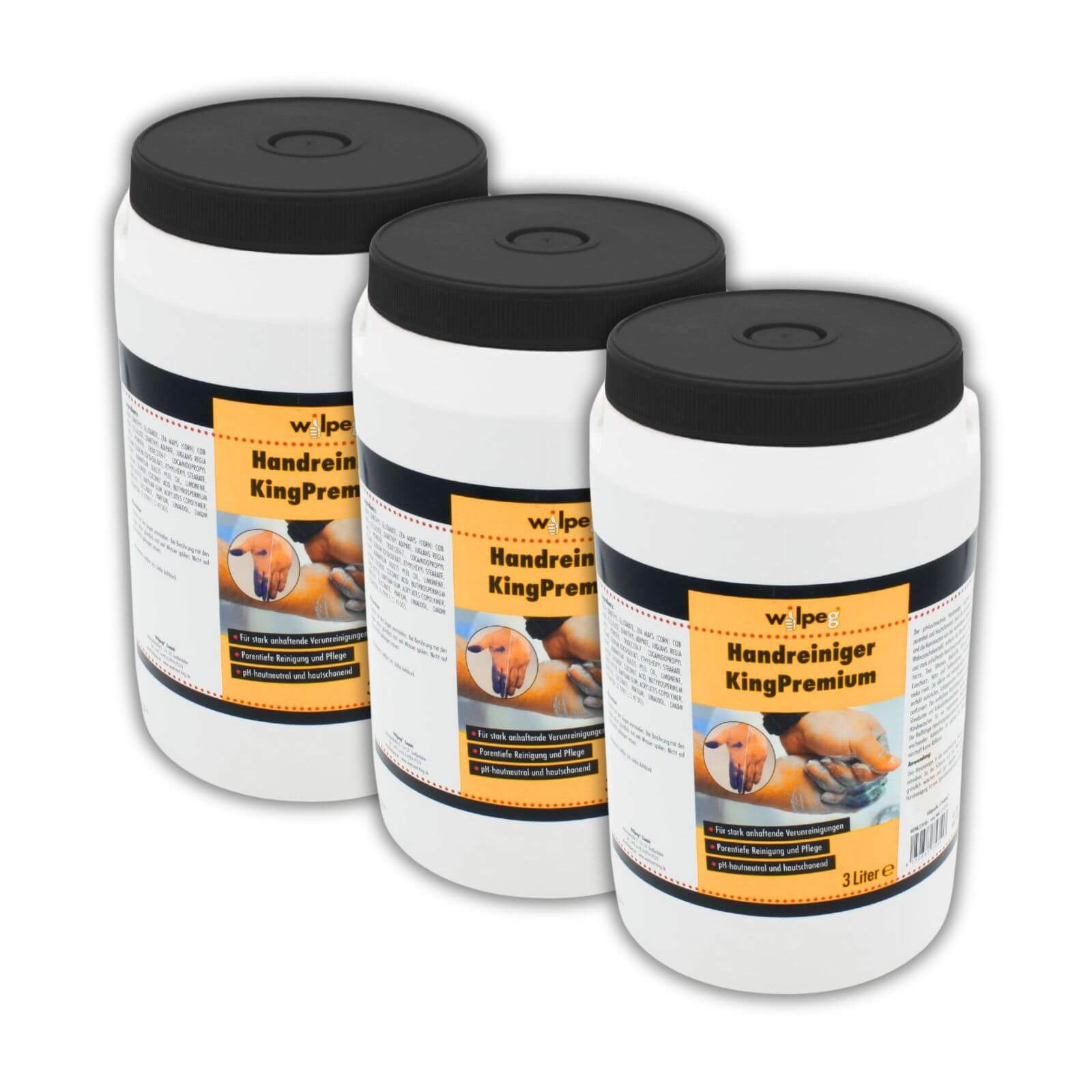 wilpeg® Handcreme Handreiniger KingPremium 3x 3L - Handwaschpaste reinigend und pflegend