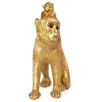 Moritz Dekofigur Deko-Figur Affenbaby sitz auf dem Rücken der Mutter aus Polyresin gold, Dekofigur aus Polyresin Dekoelement Dekoration Figuren